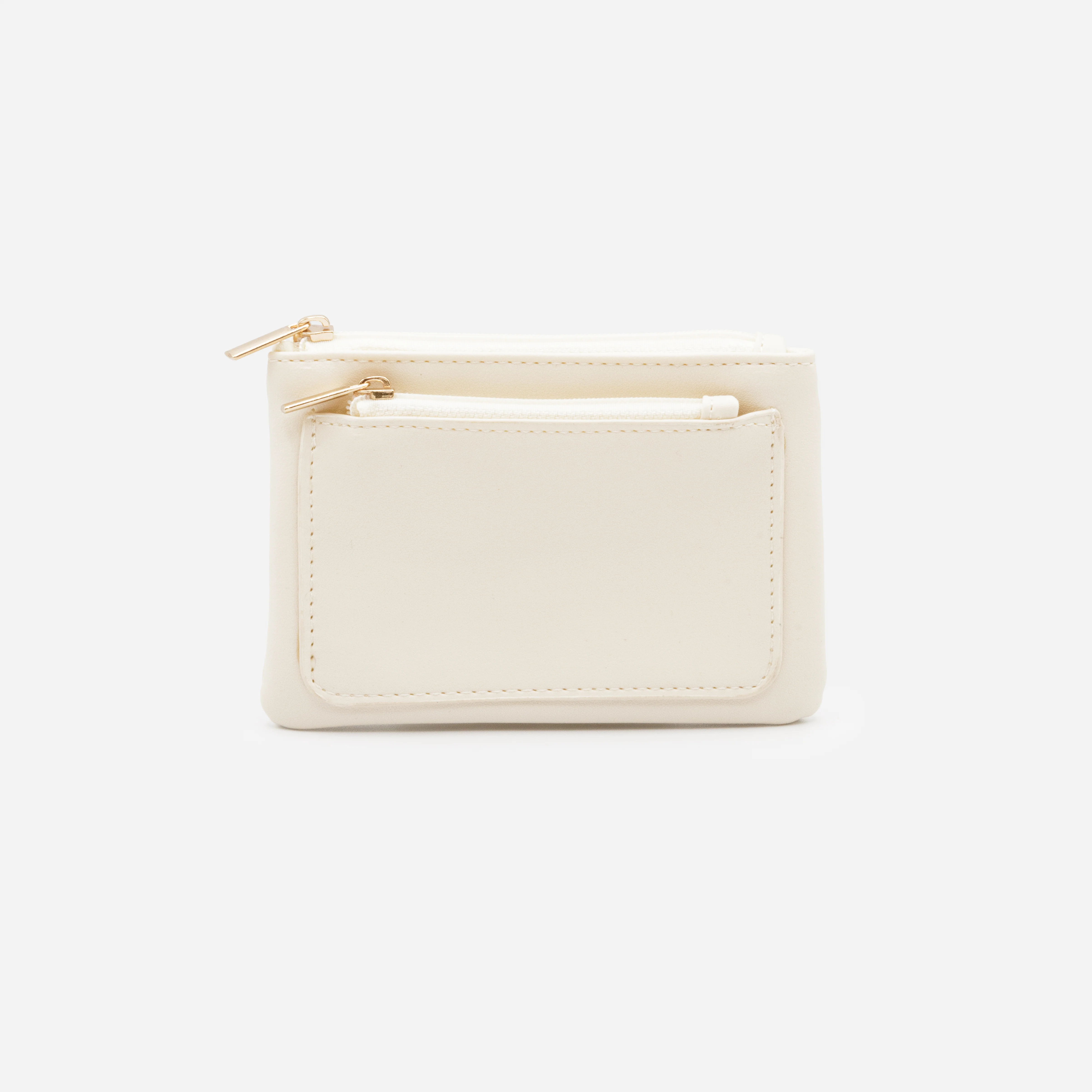 Petit porte-monnaie ivoire à pochette double