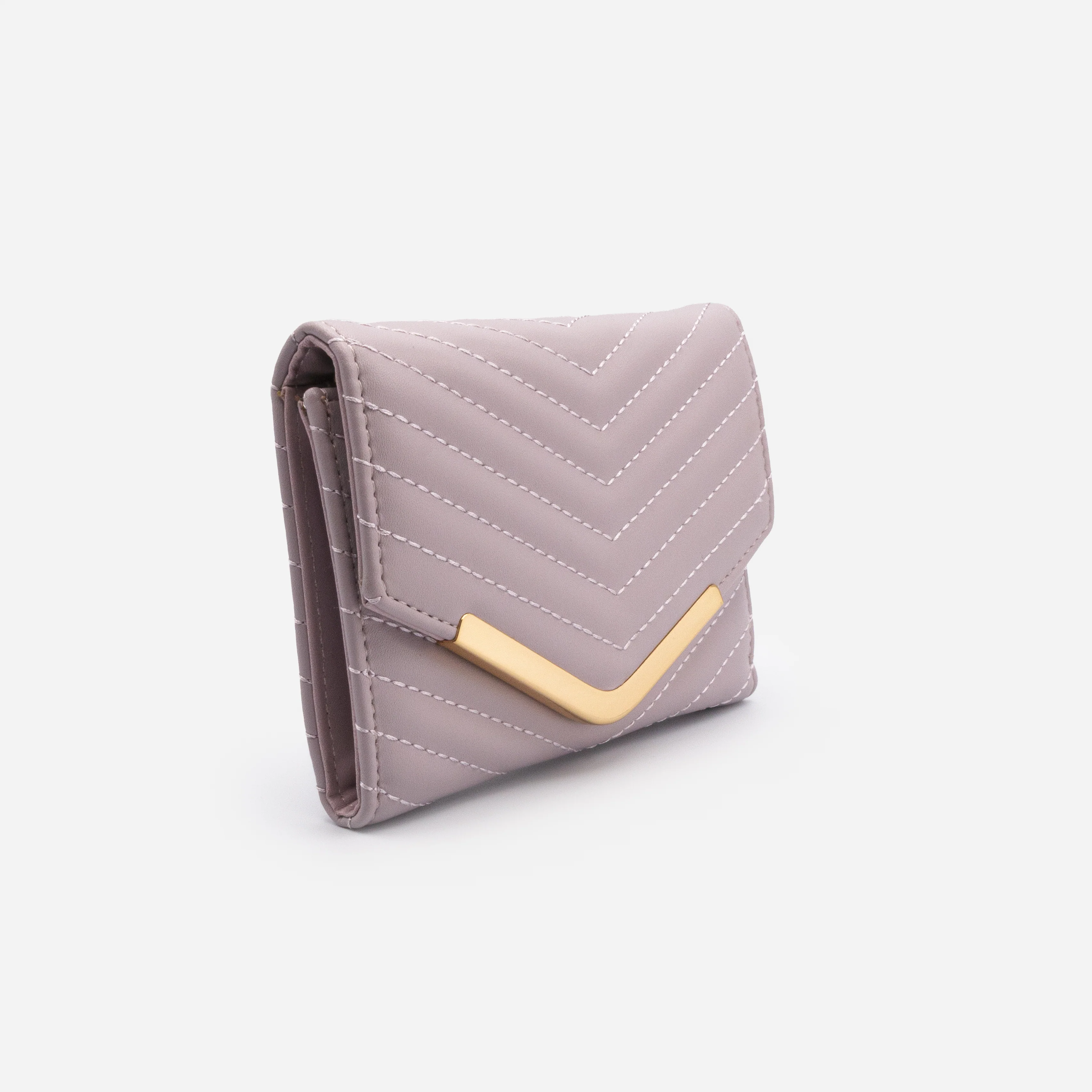 Petit portefeuille lilas matelassé à motif à chevrons - Image 2