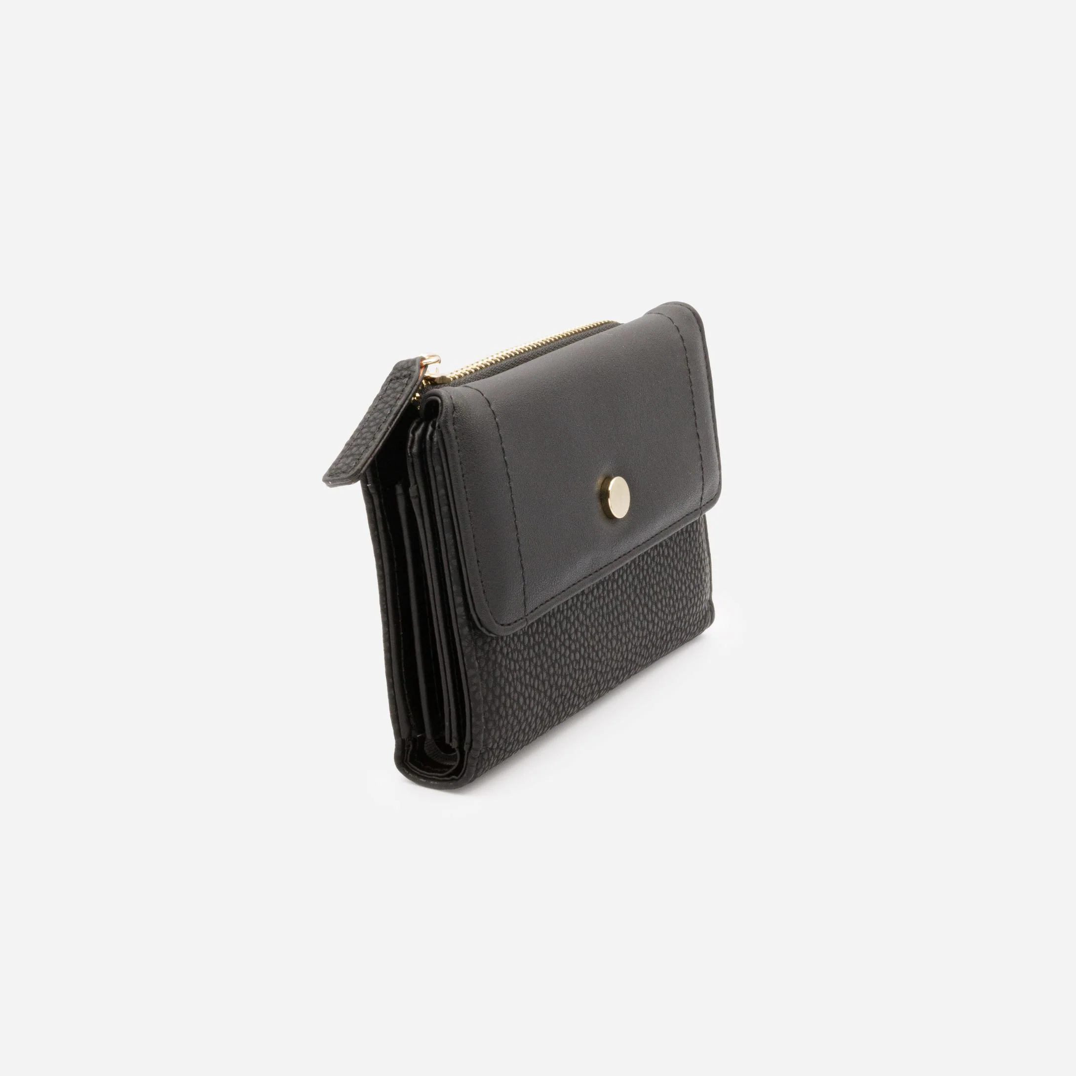 Petit portefeuille noir à bouton doré - Image 2