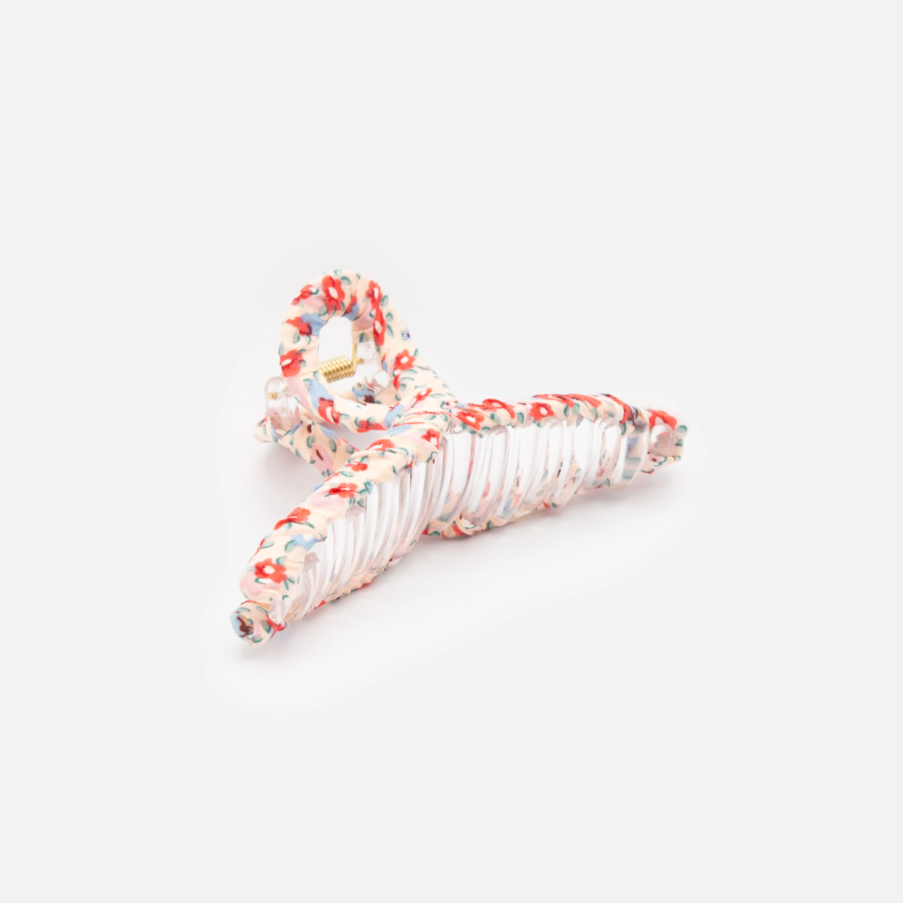 Pince à cheveux en tissu rose pâle fleuri - Image 3
