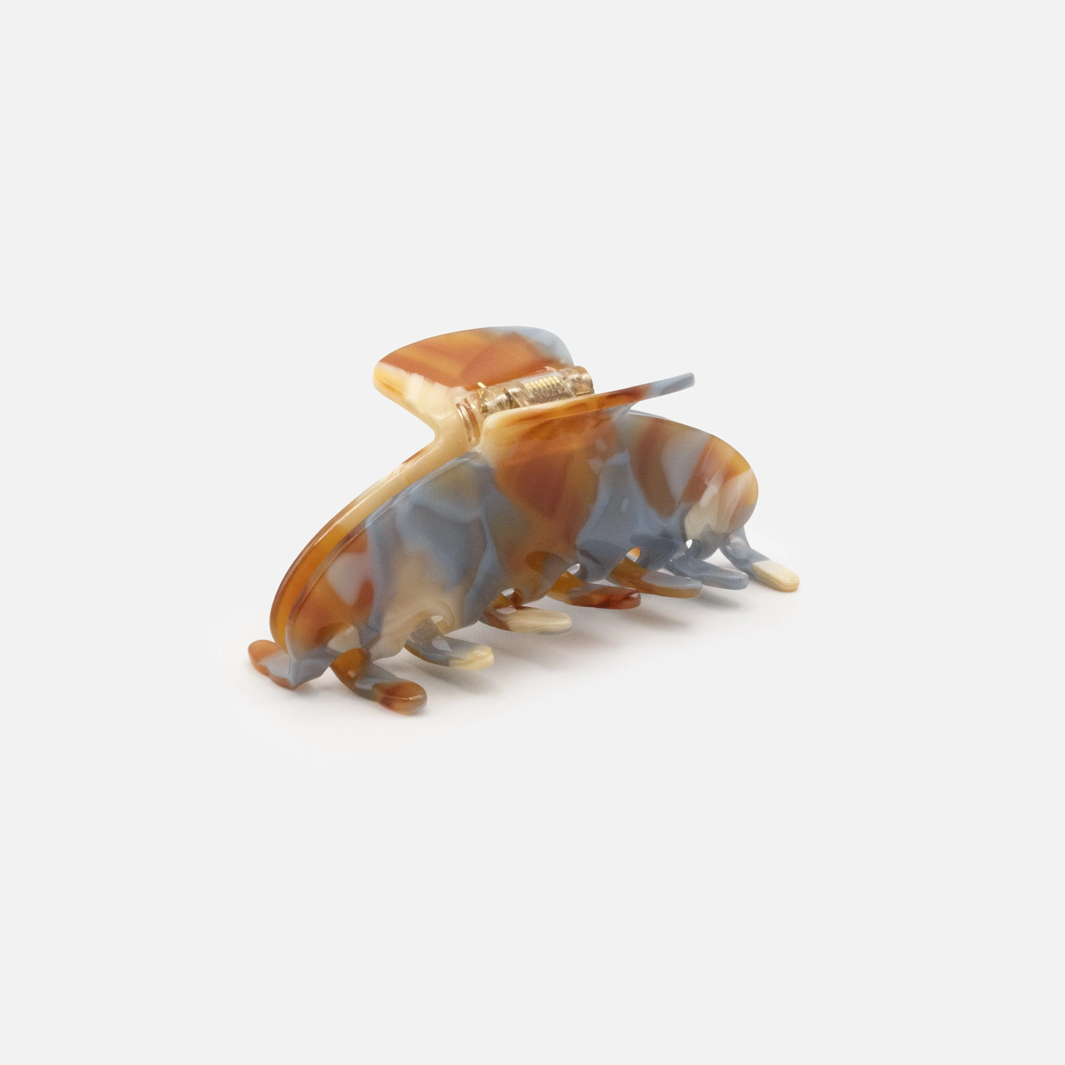Pince bleu pâle, caramel & ivoire en plastique au fini lustré - Image 3