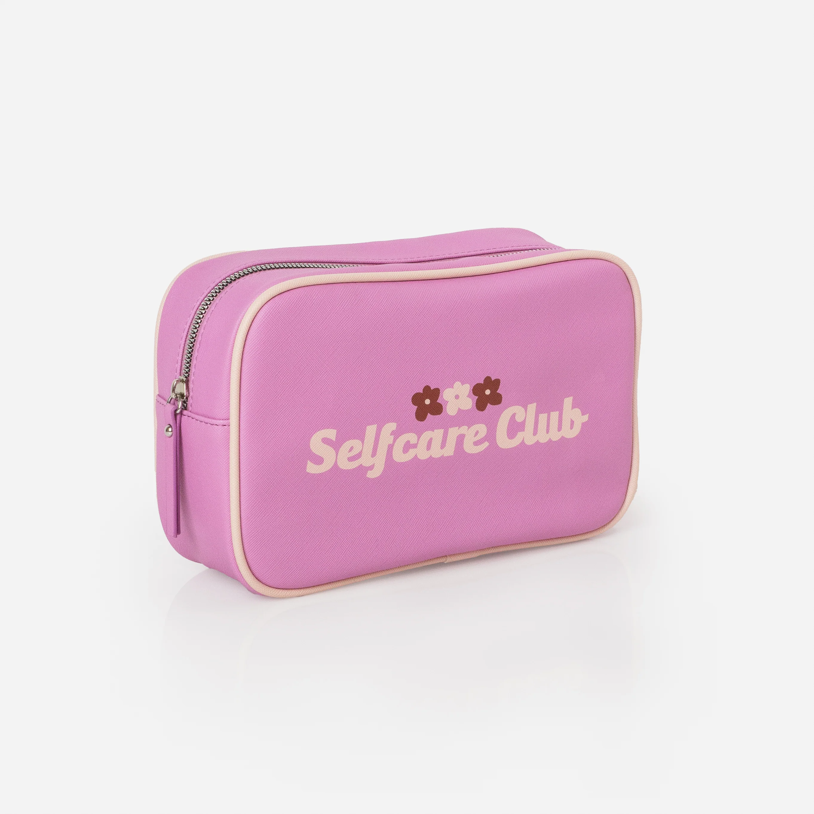 Pochette à cosmétiques 3 en 1  beige avec fleurs colorées - Image 4