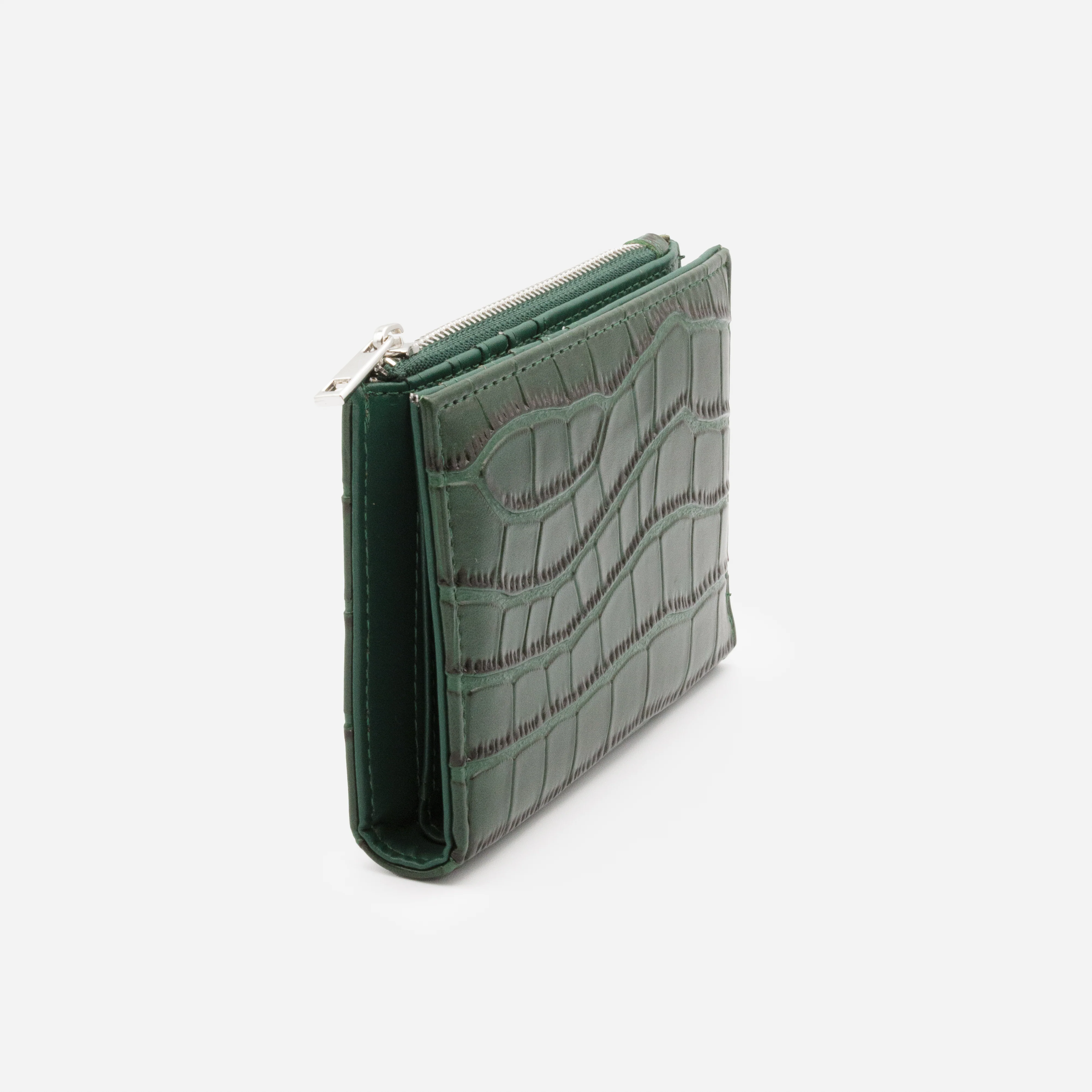 Petit portefeuille vert foncé peau de crocodile - Image 2