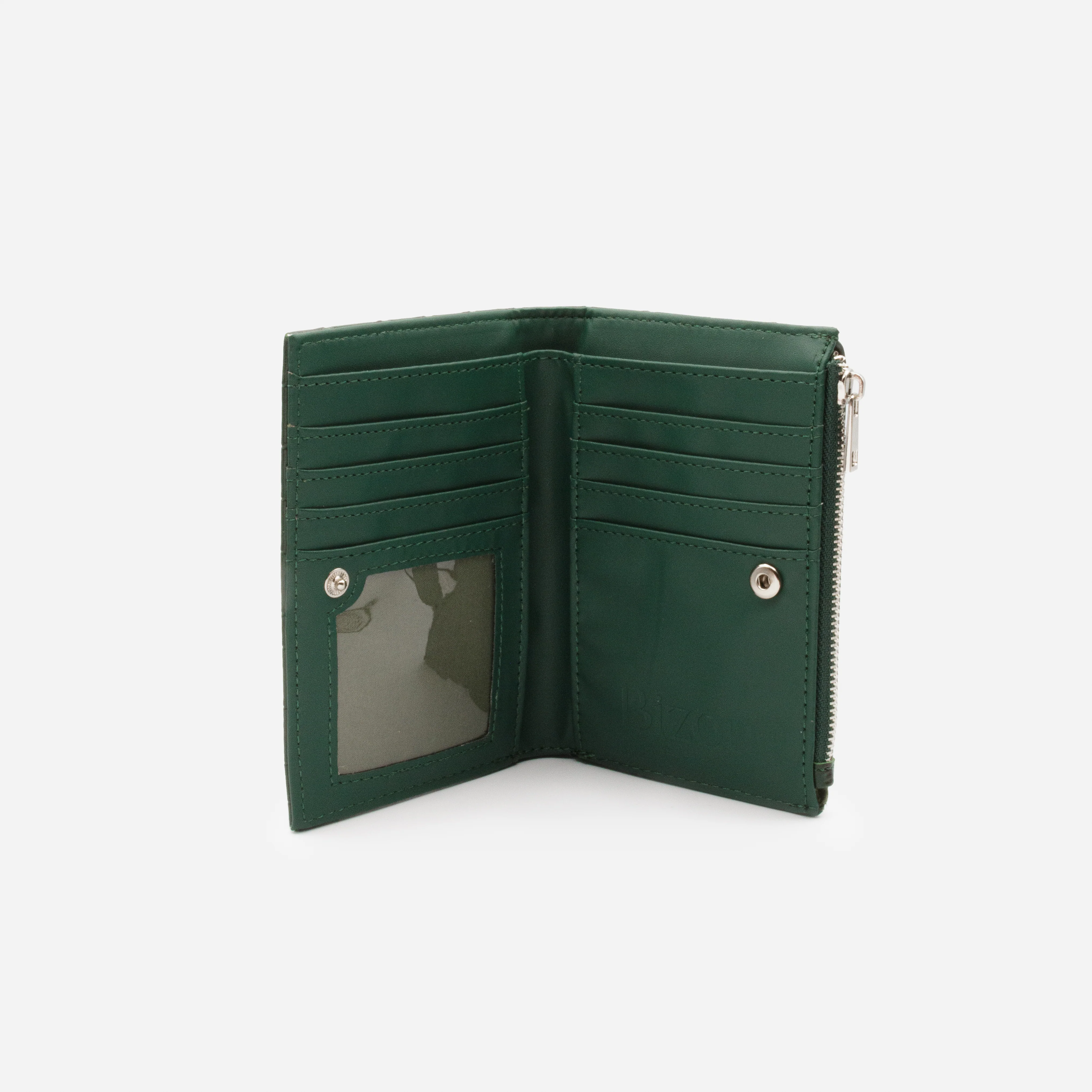 Petit portefeuille vert foncé peau de crocodile - Image 3