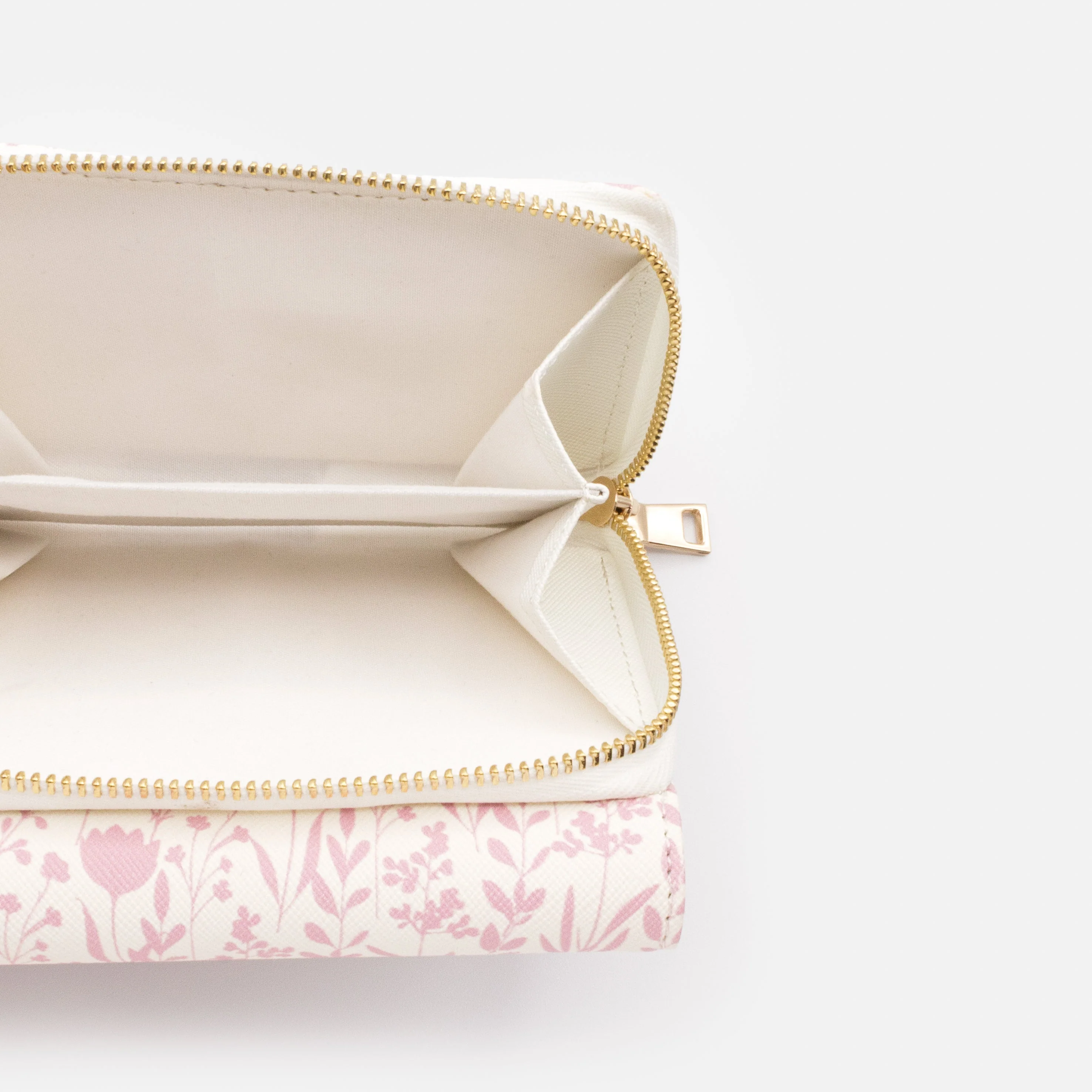 Portefeuille ivoire en PU Saffiano à imprimé floral rose - Image 4