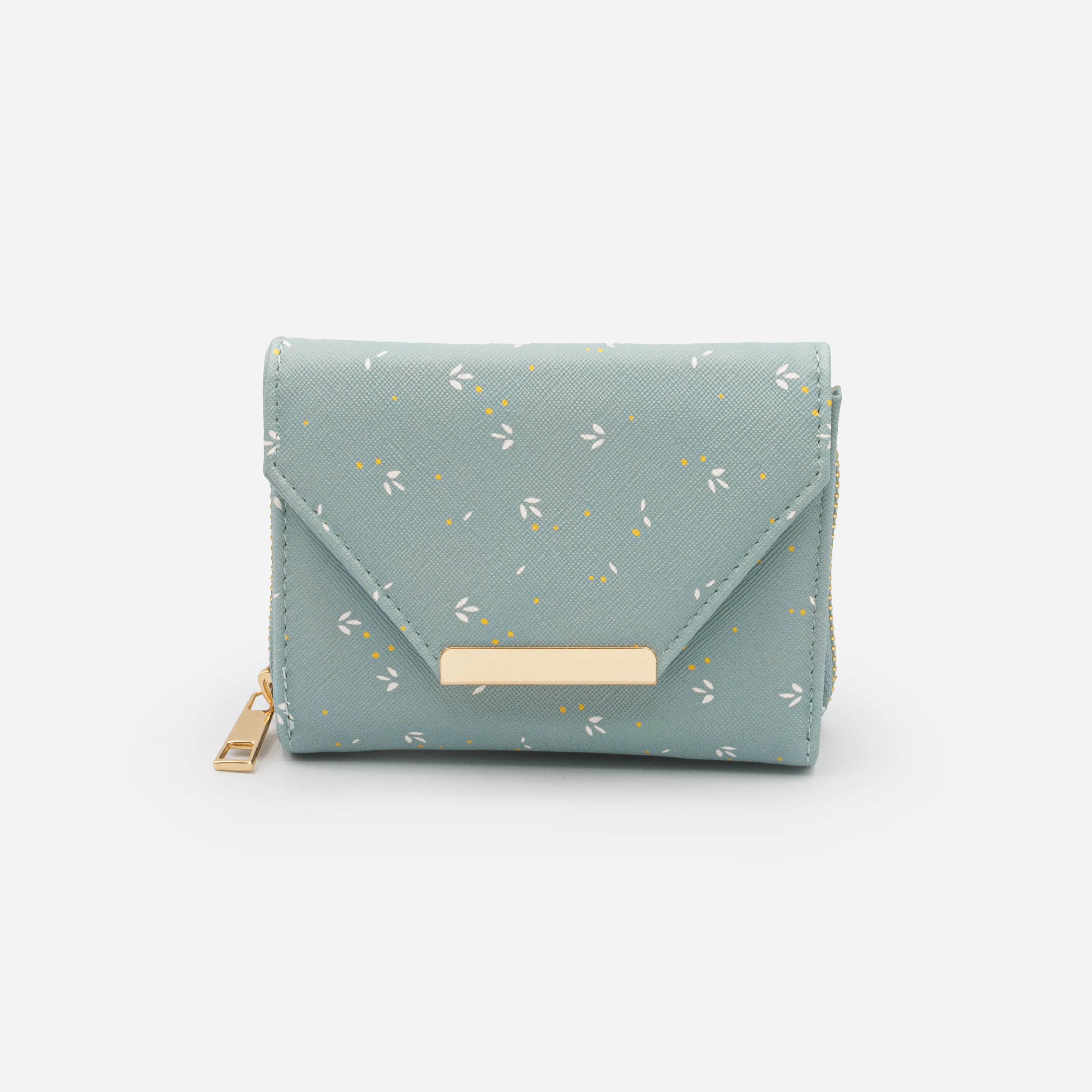 Petit portefeuille turquoise à motifs délicats