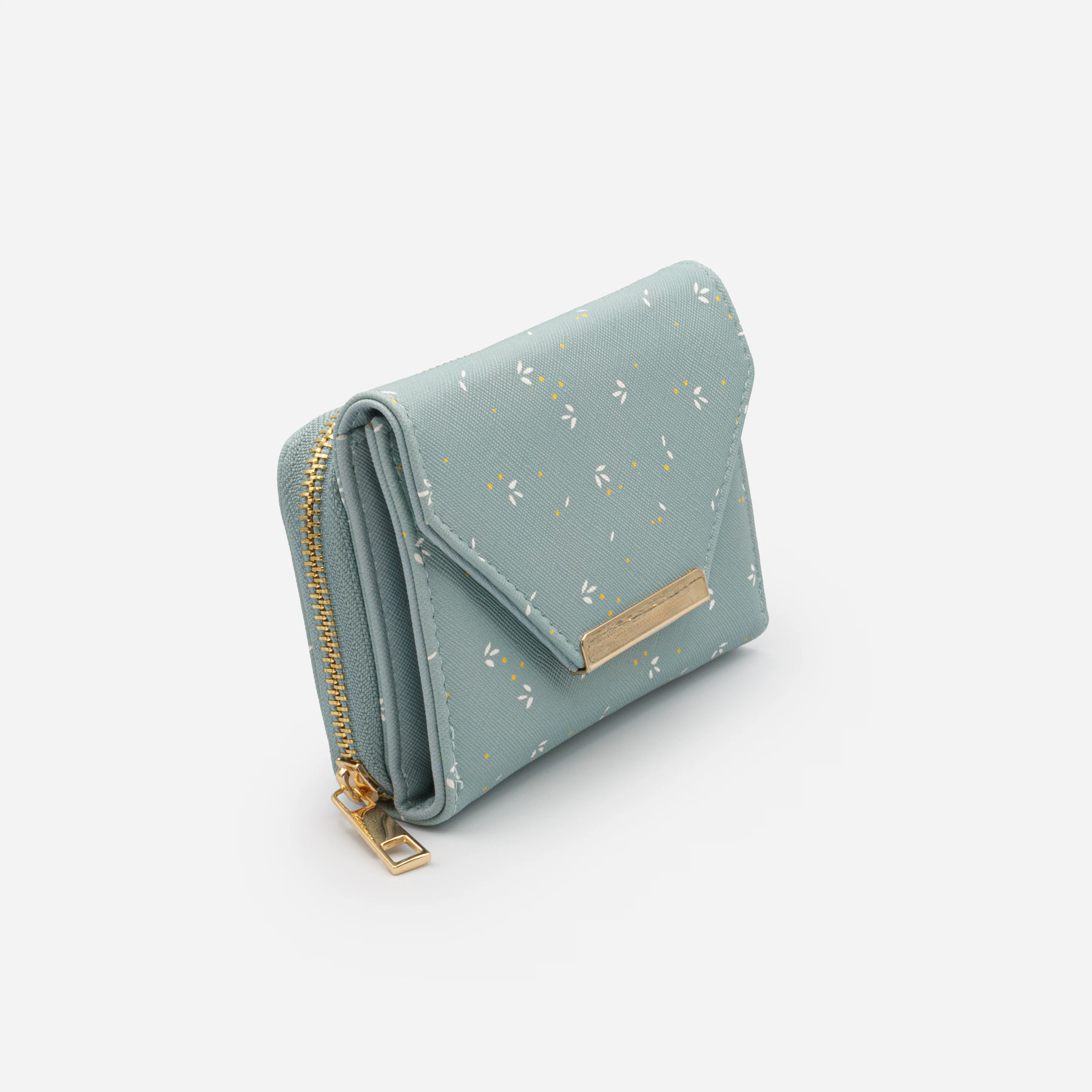 Petit portefeuille turquoise à motifs délicats - Image 2