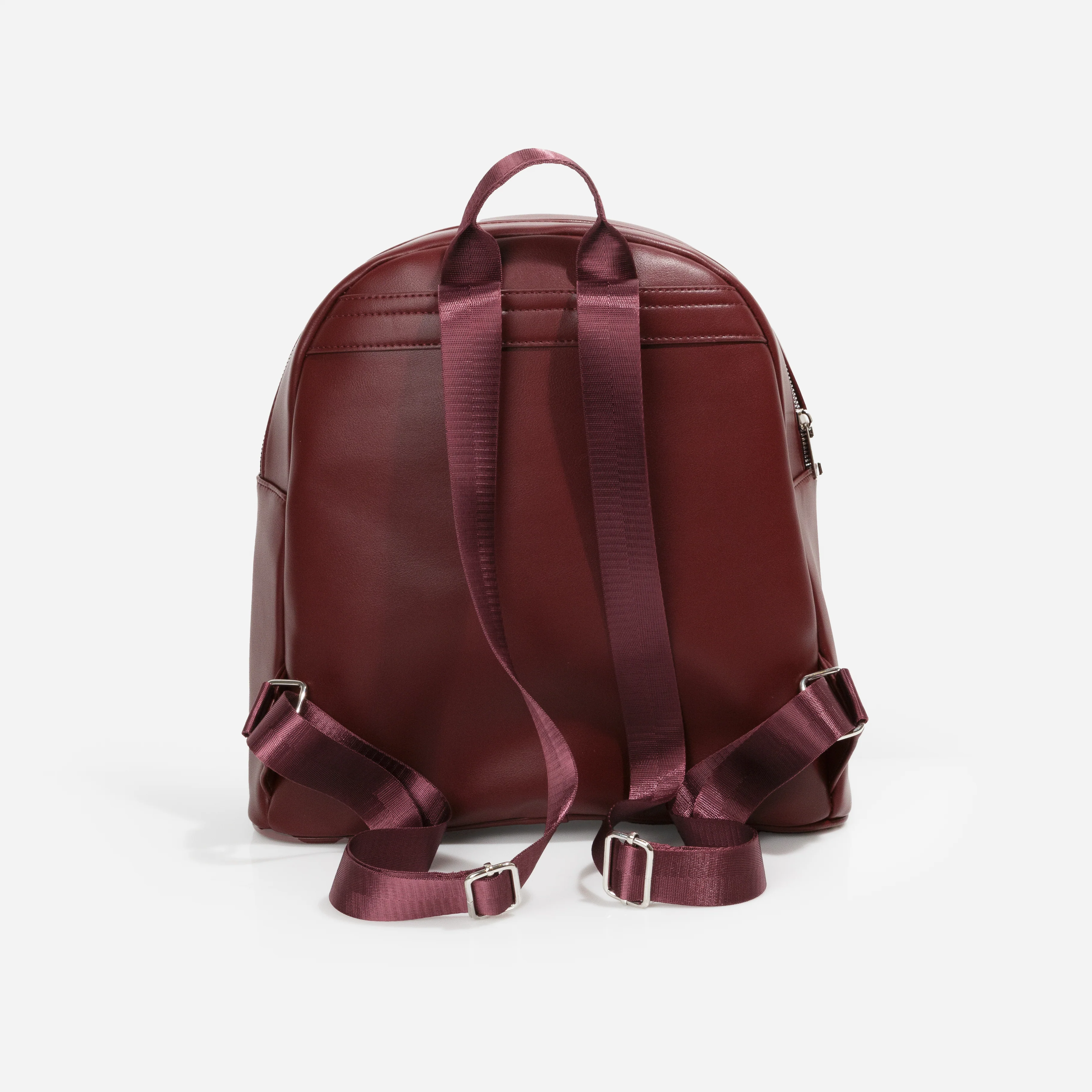Sac à dos rouge vin avec sangles en nylon - Image 3