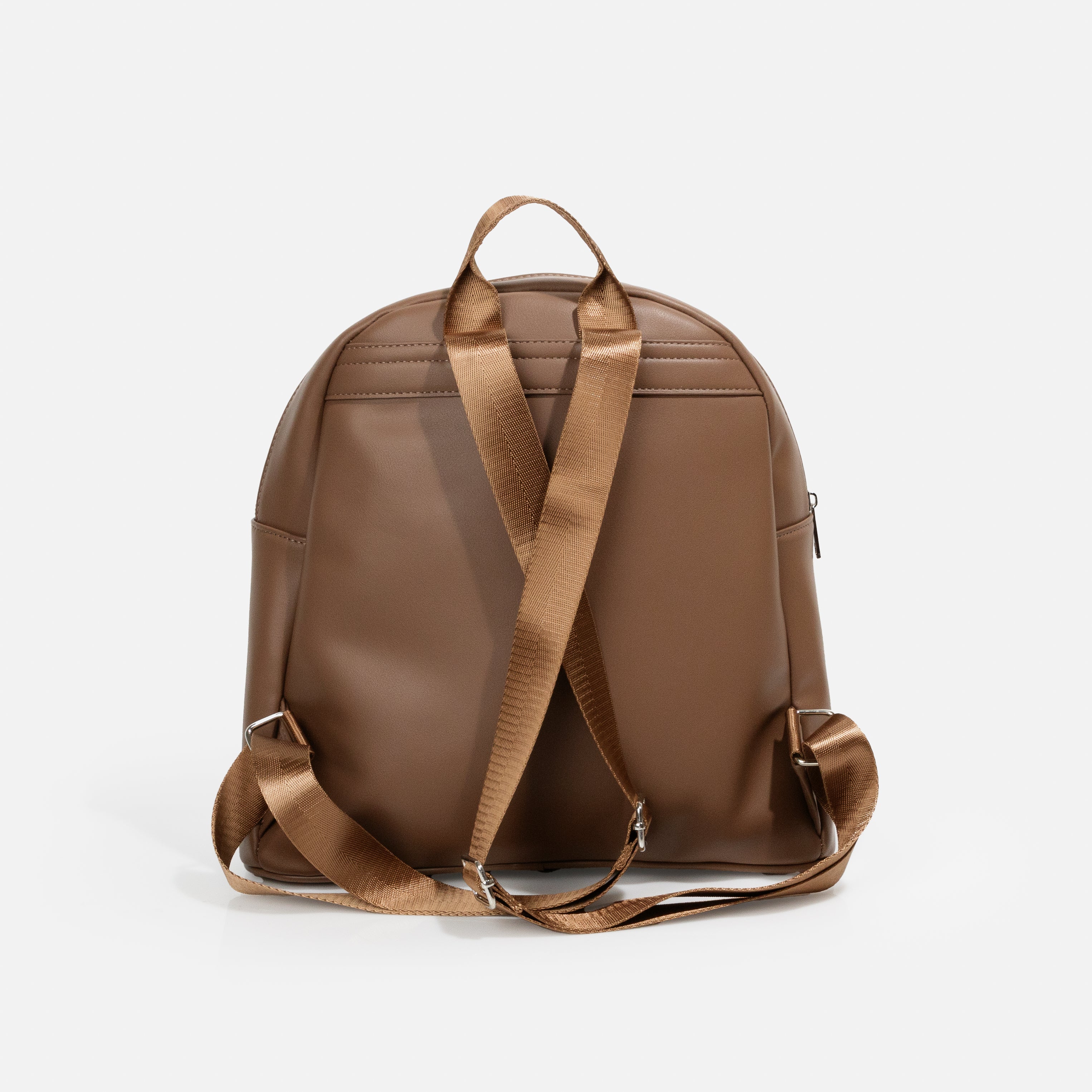 Sac à dos brun pâle avec sangles en nylon - Image 3