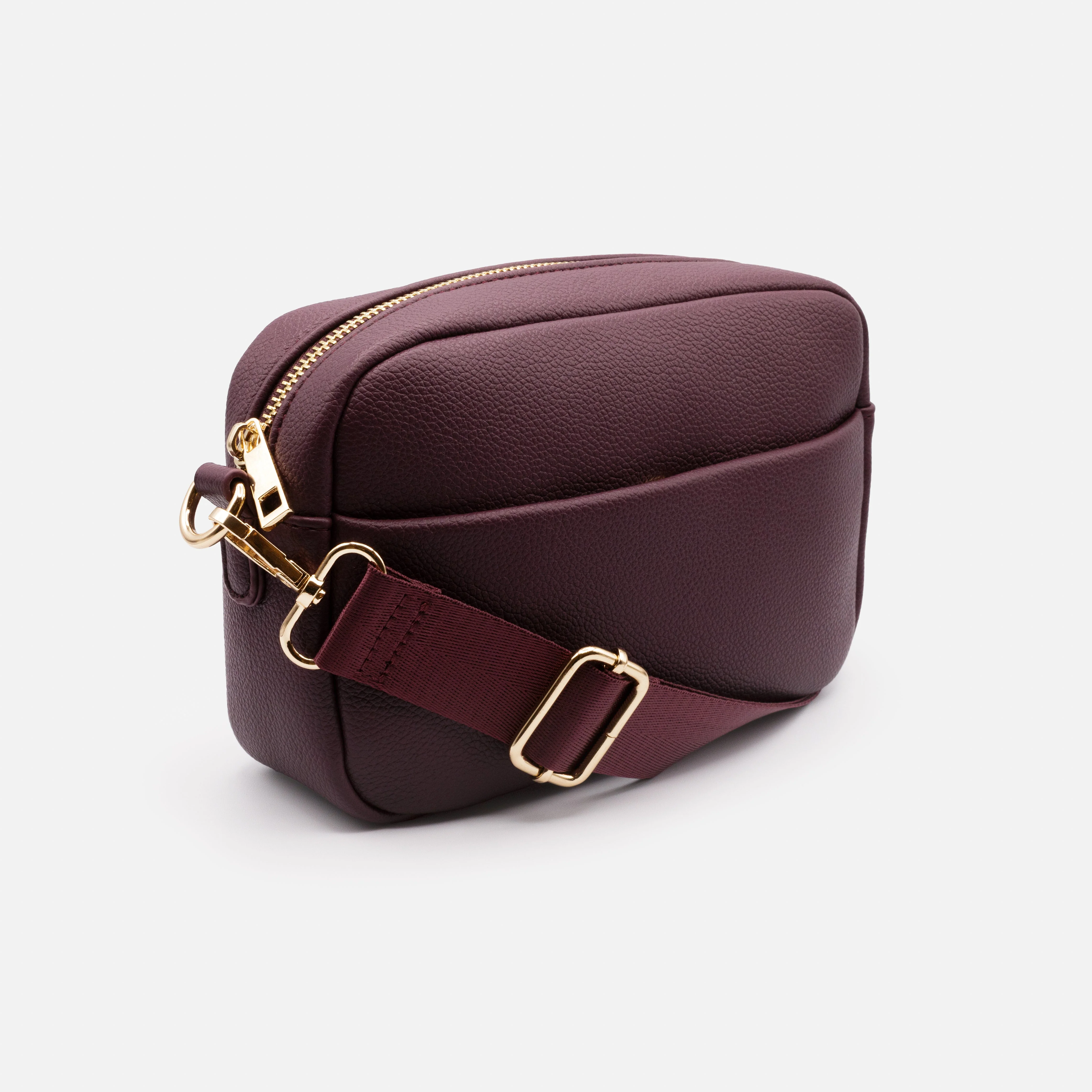 Sac à main bandoulière bourgogne en PU avec sangle en nylon - Image 2