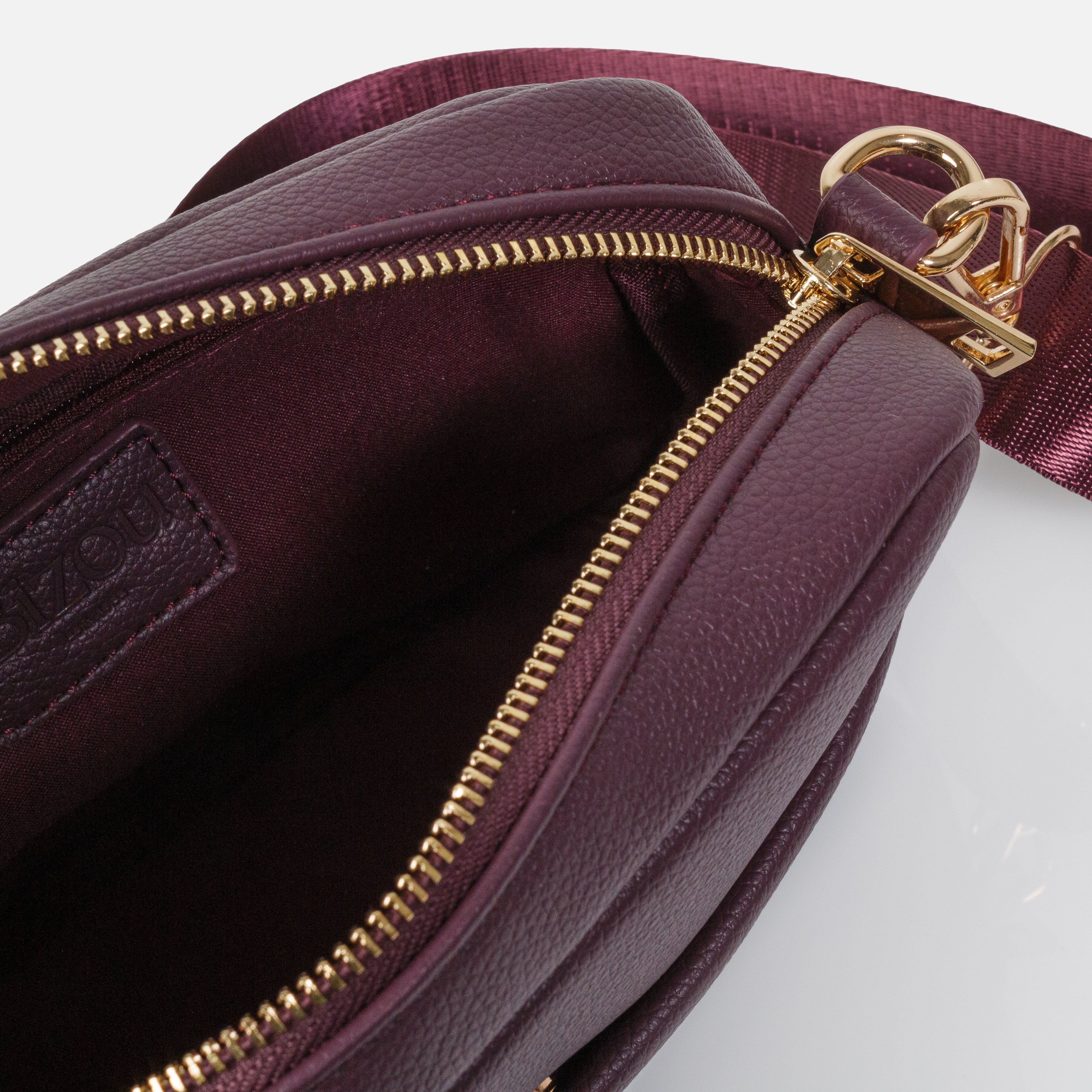 Sac à main bandoulière bourgogne en PU avec sangle en nylon - Image 3