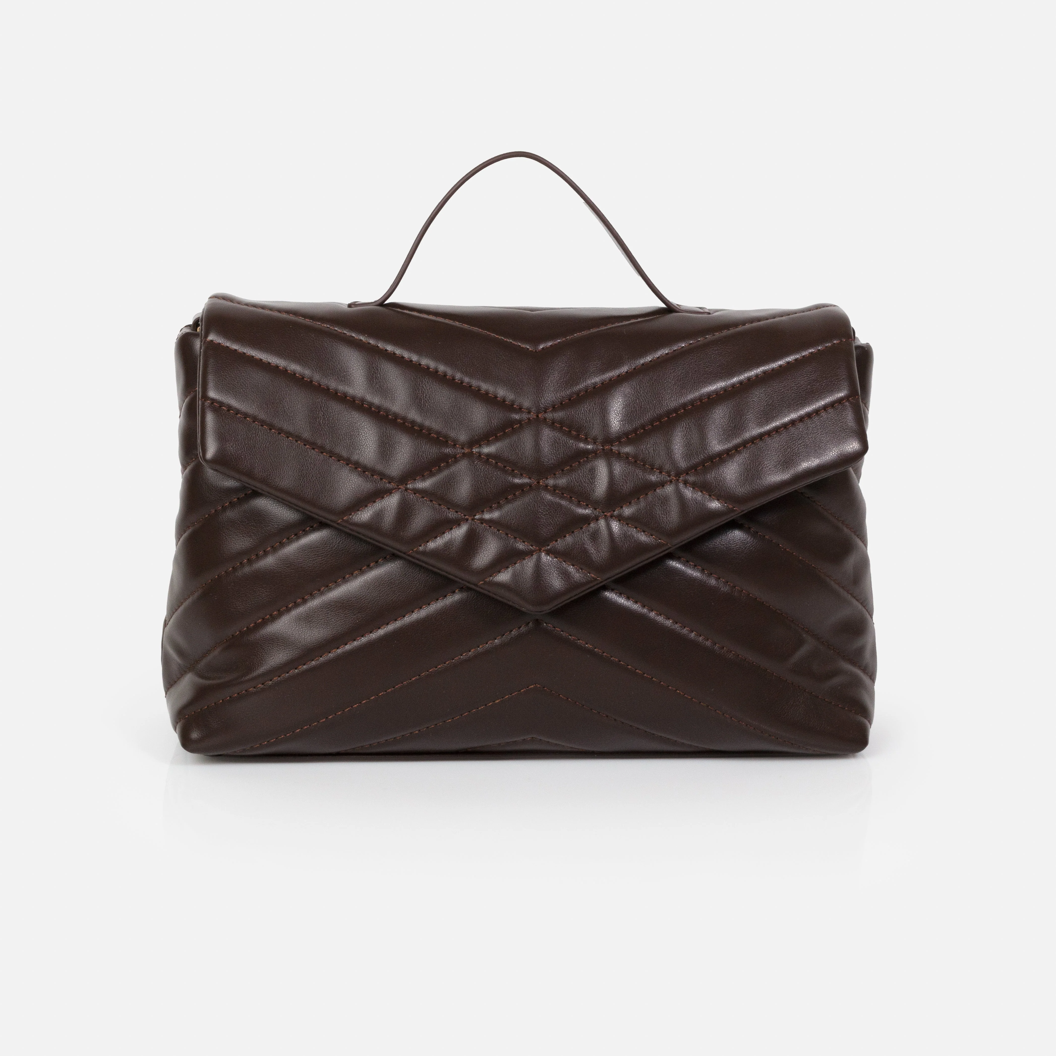 Sac à main bandoulière brun foncé en PU matelassé
