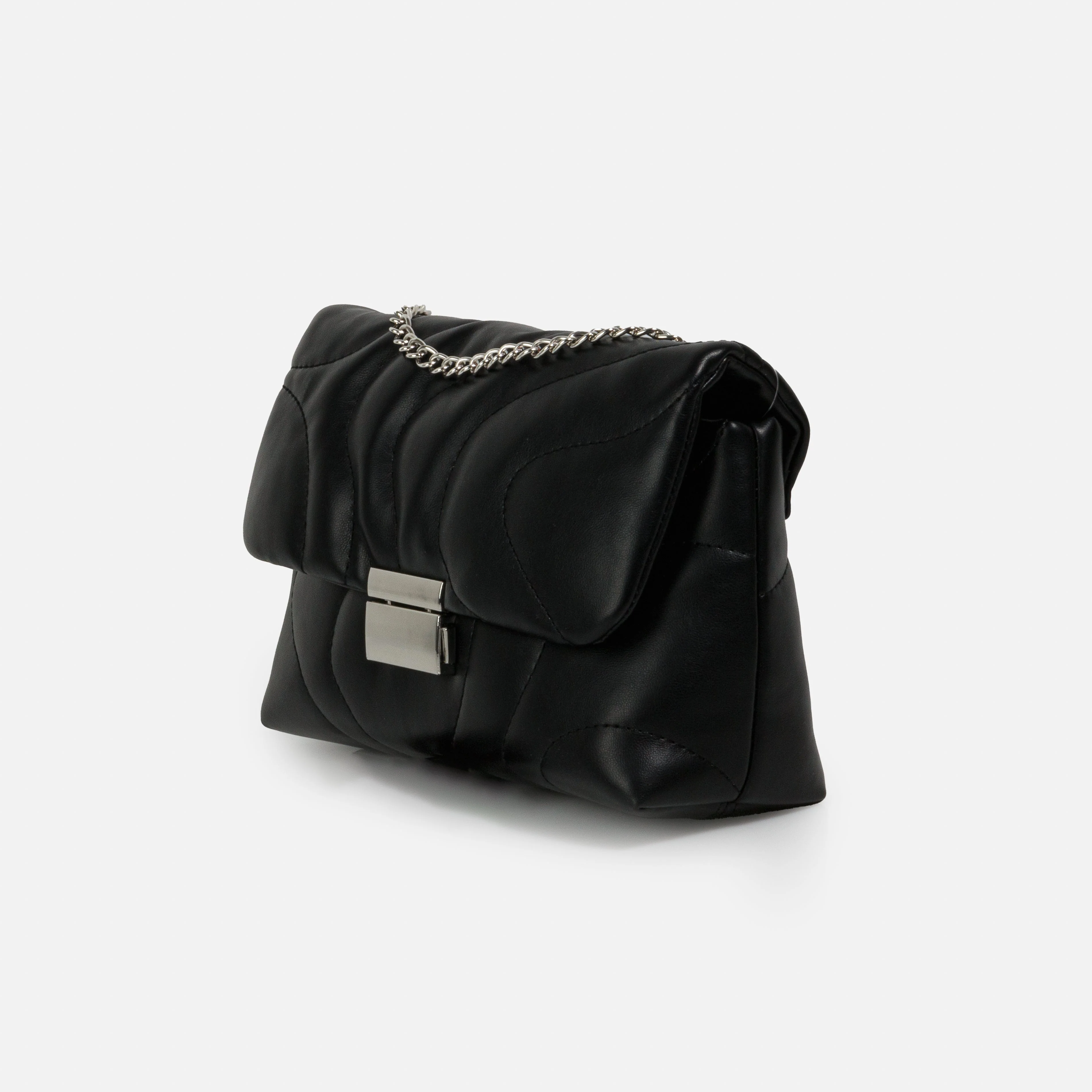 Sac à main bandoulière noir matelassé en PU - Image 3