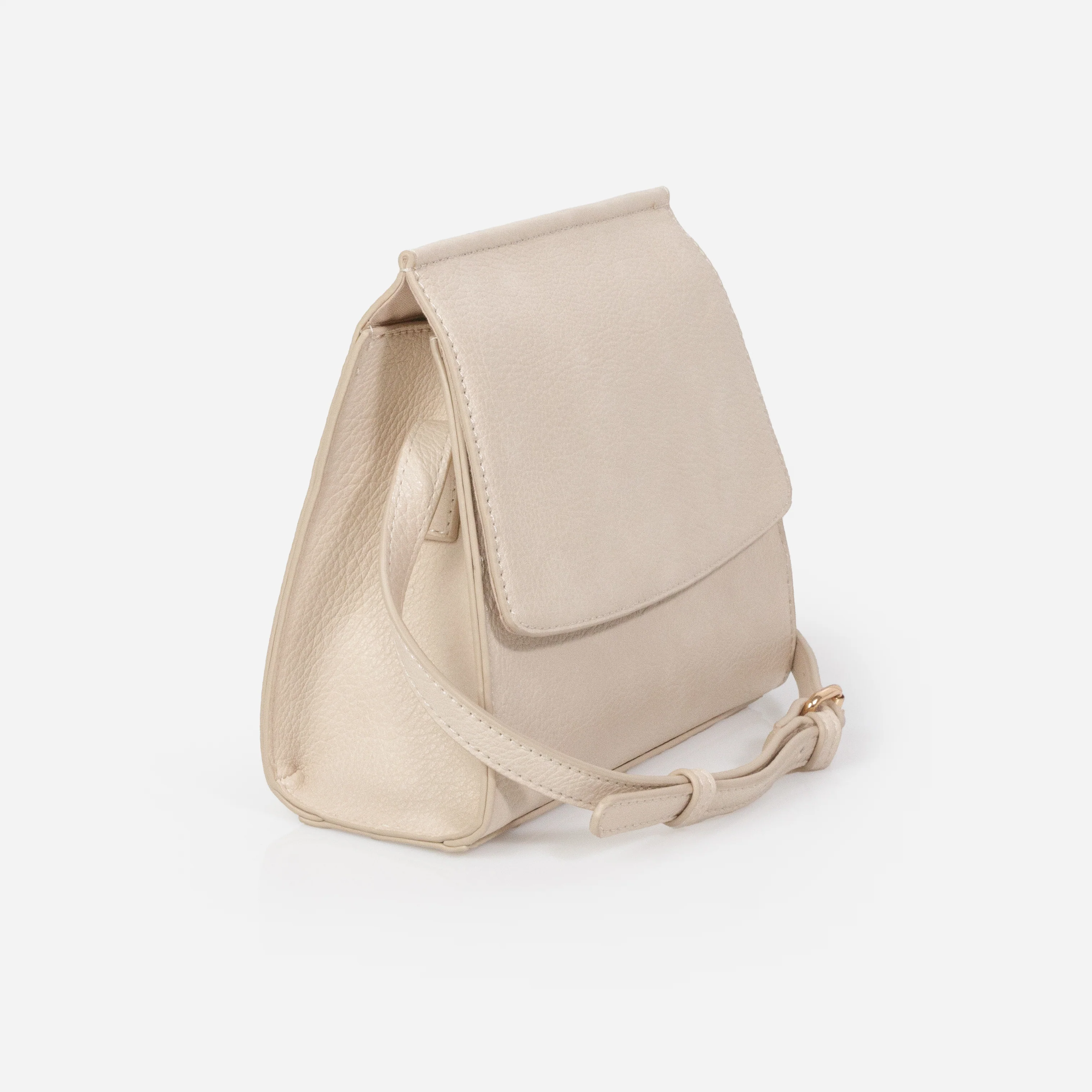 Sac à main bandoulière ivoire en PU texture peau d'éléphant - Image 3