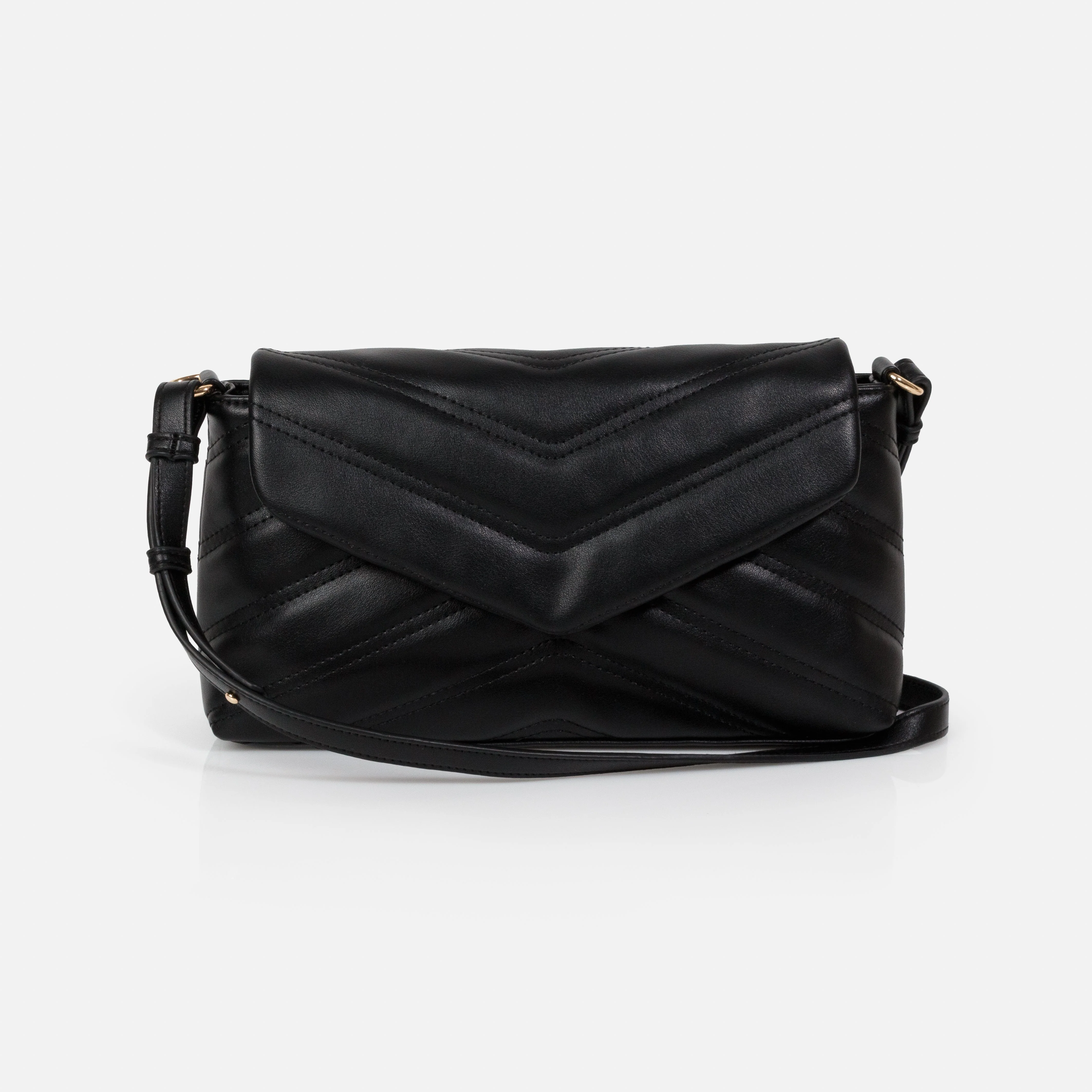 Sac à main bandoulière noir en PU matelassé