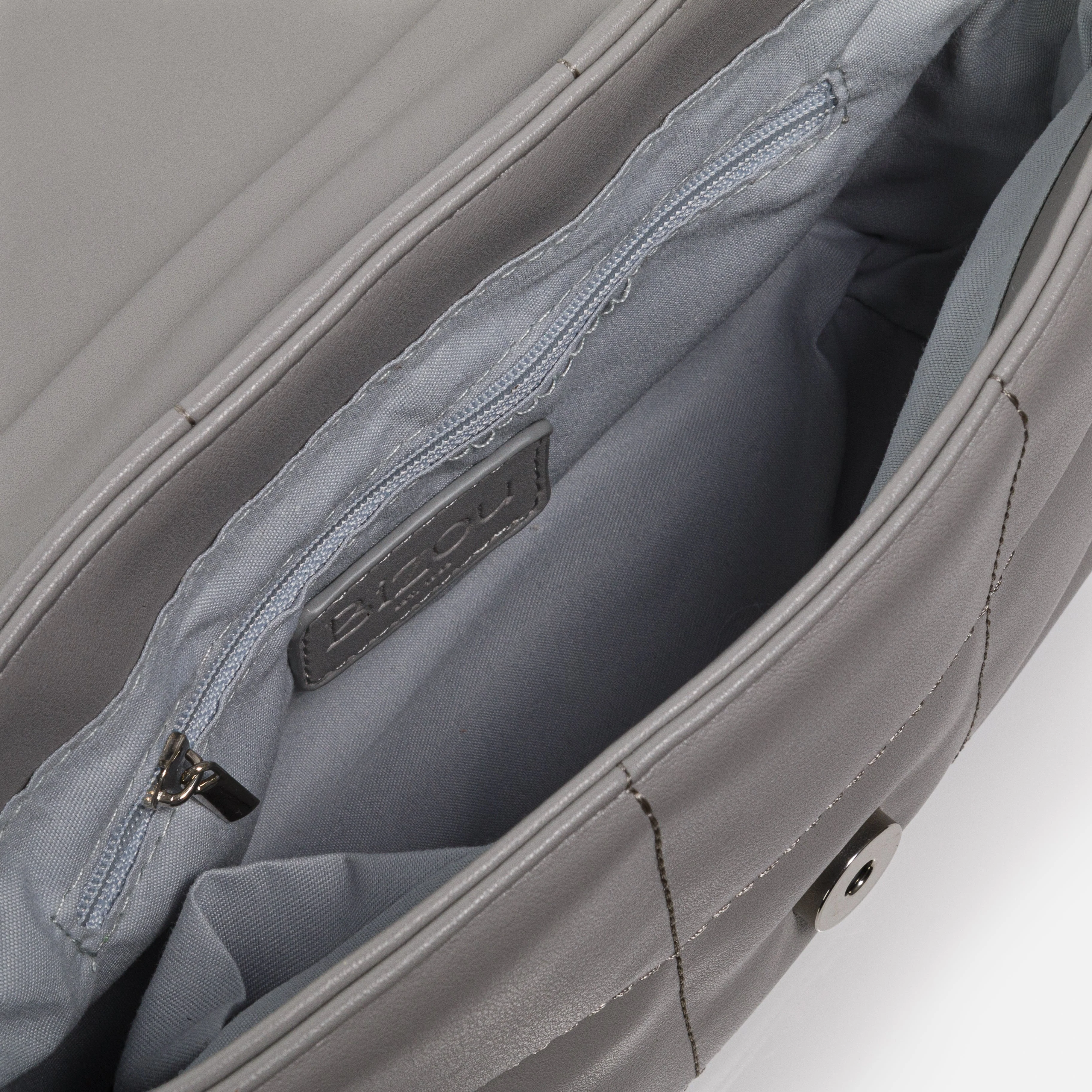 Sac à main bandoulière gris matelassé en PU - Image 4