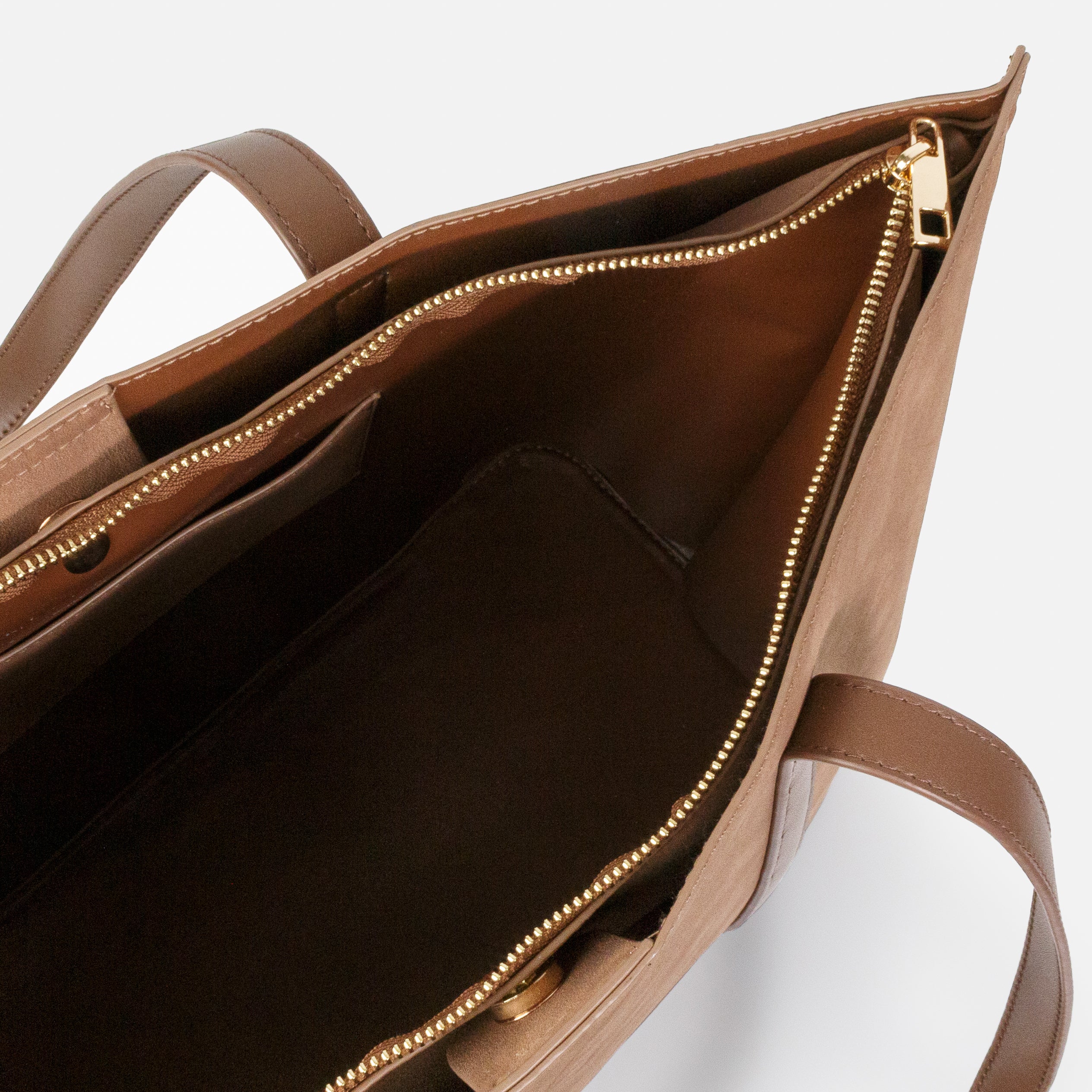 Sac à main brun pâle effet suède - Image 3