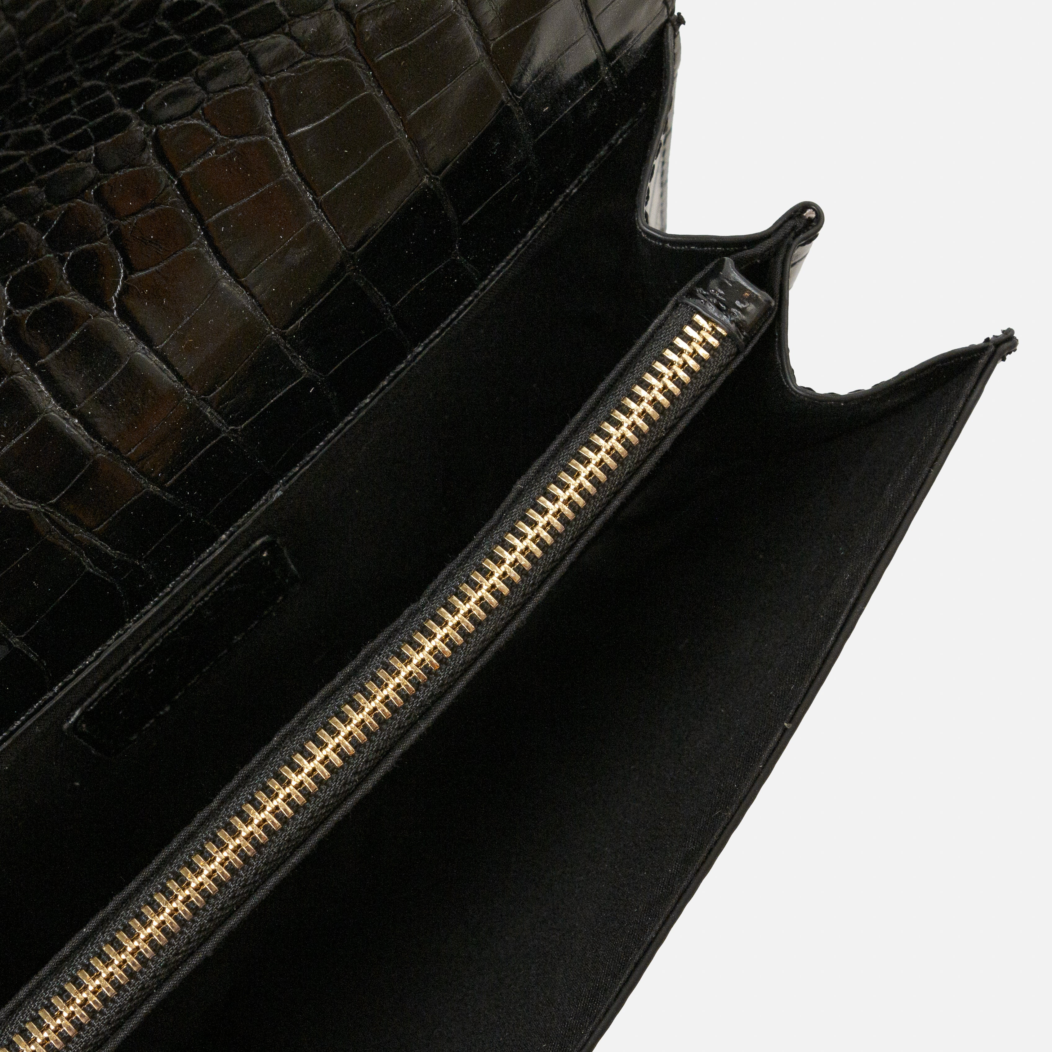 Sac Ă main pochette peau de crocodile noir - Image 4