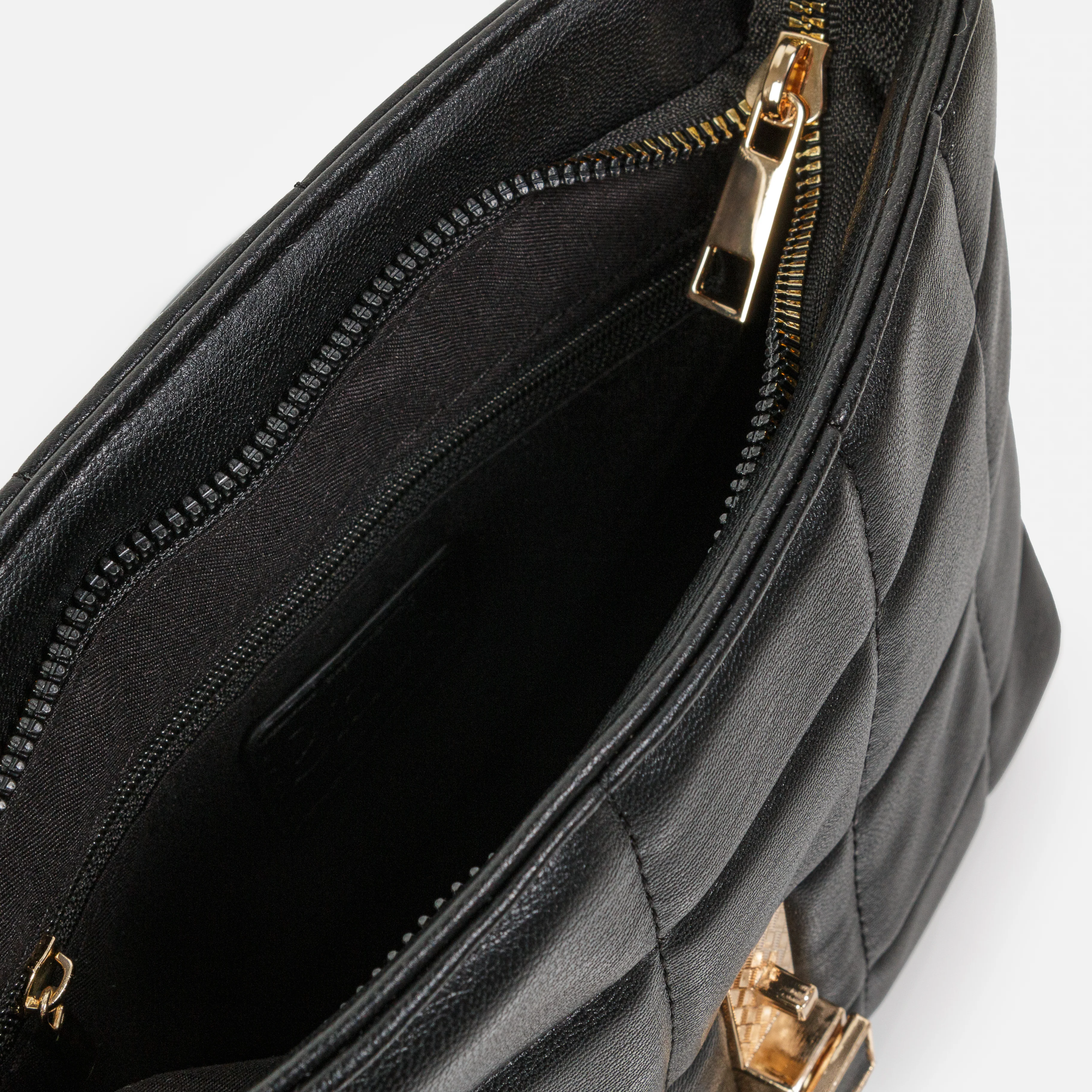 Sac à main noir matelassé à sangle torsadée - Image 4