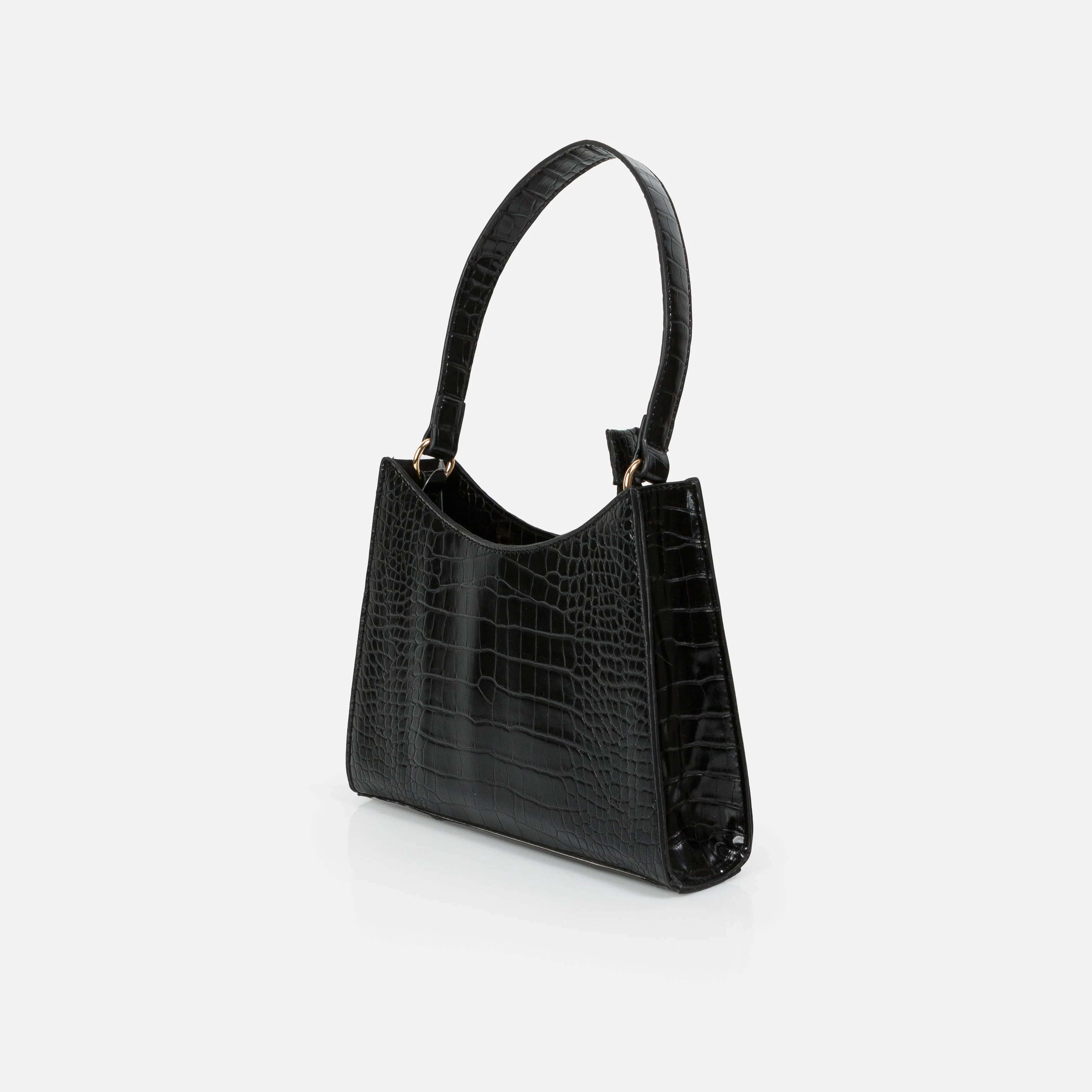 Sac à main noir peau de crocodile en PU - Image 2