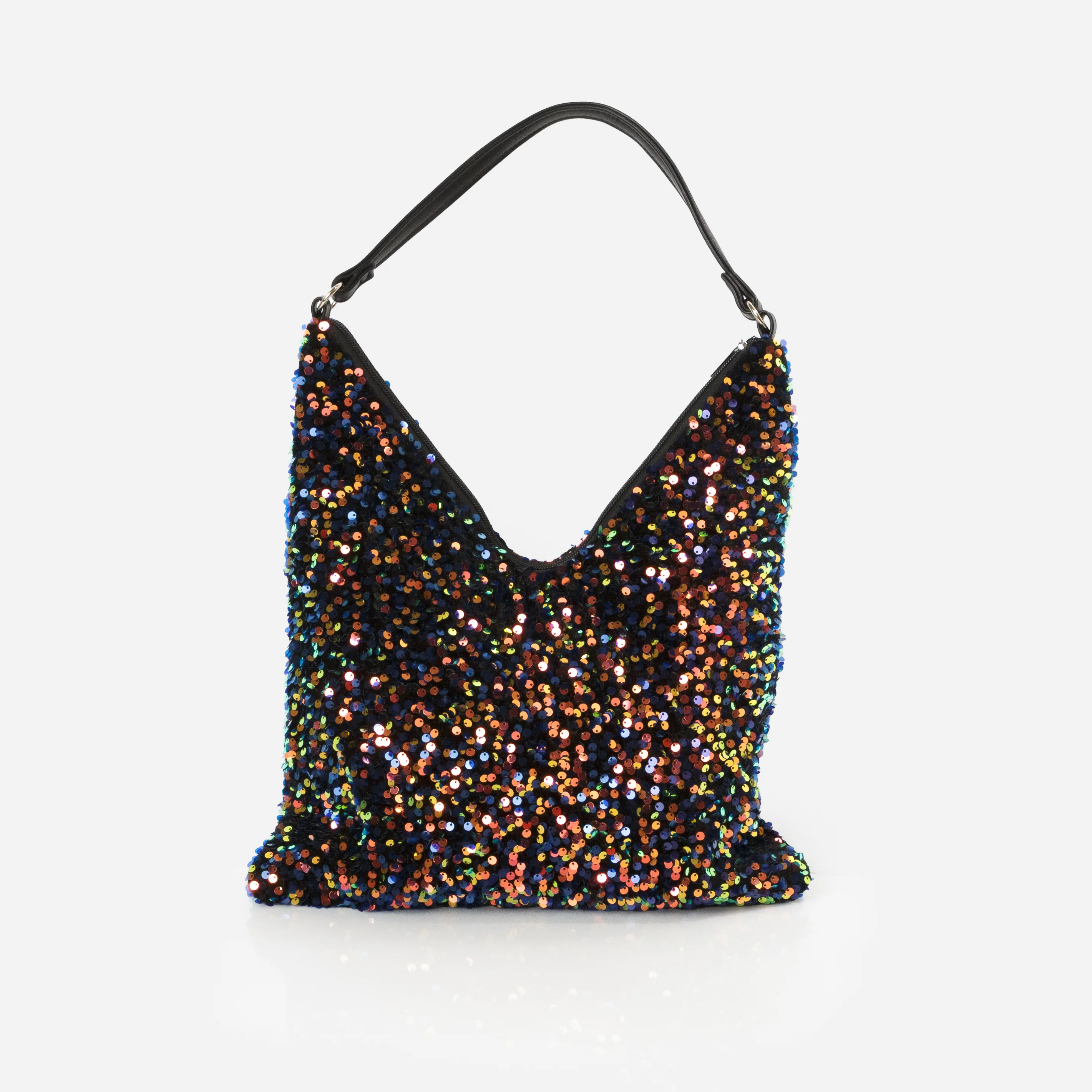 Sac à main à paillettes marine et iridescentes