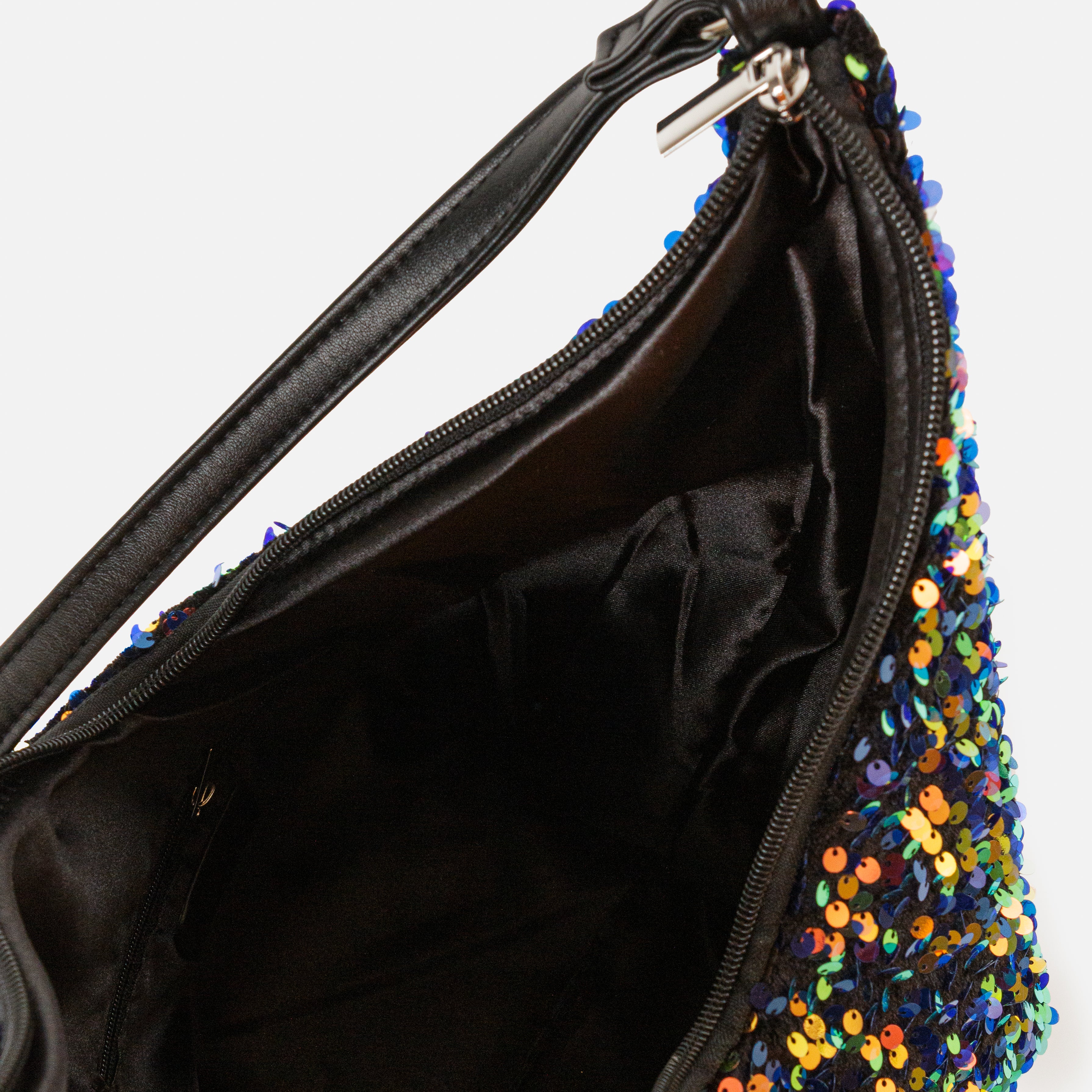 Sac à main à paillettes marine et iridescentes - Image 3