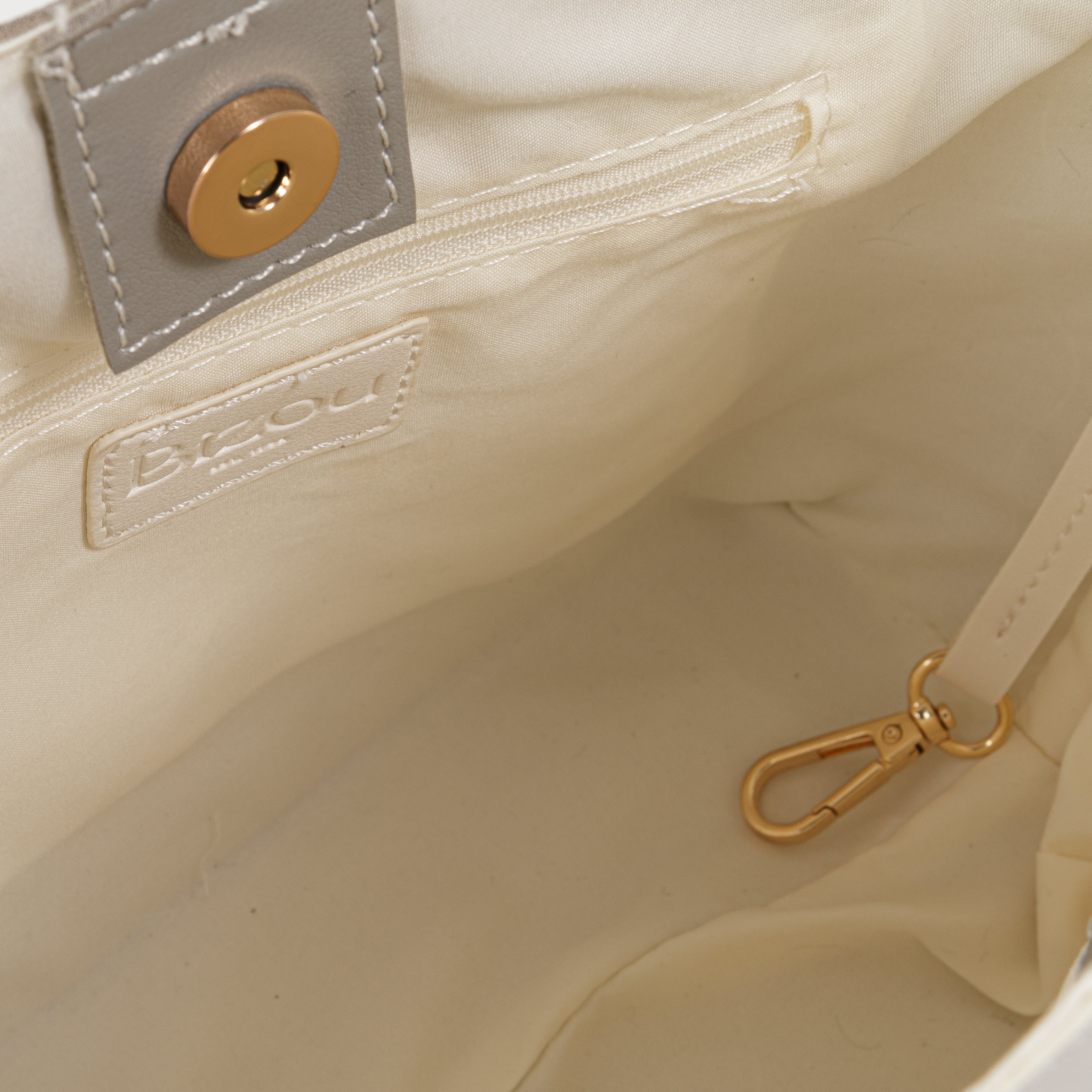 Sac fourre-tout ivoire et gris avec sangle deux tons - Image 4