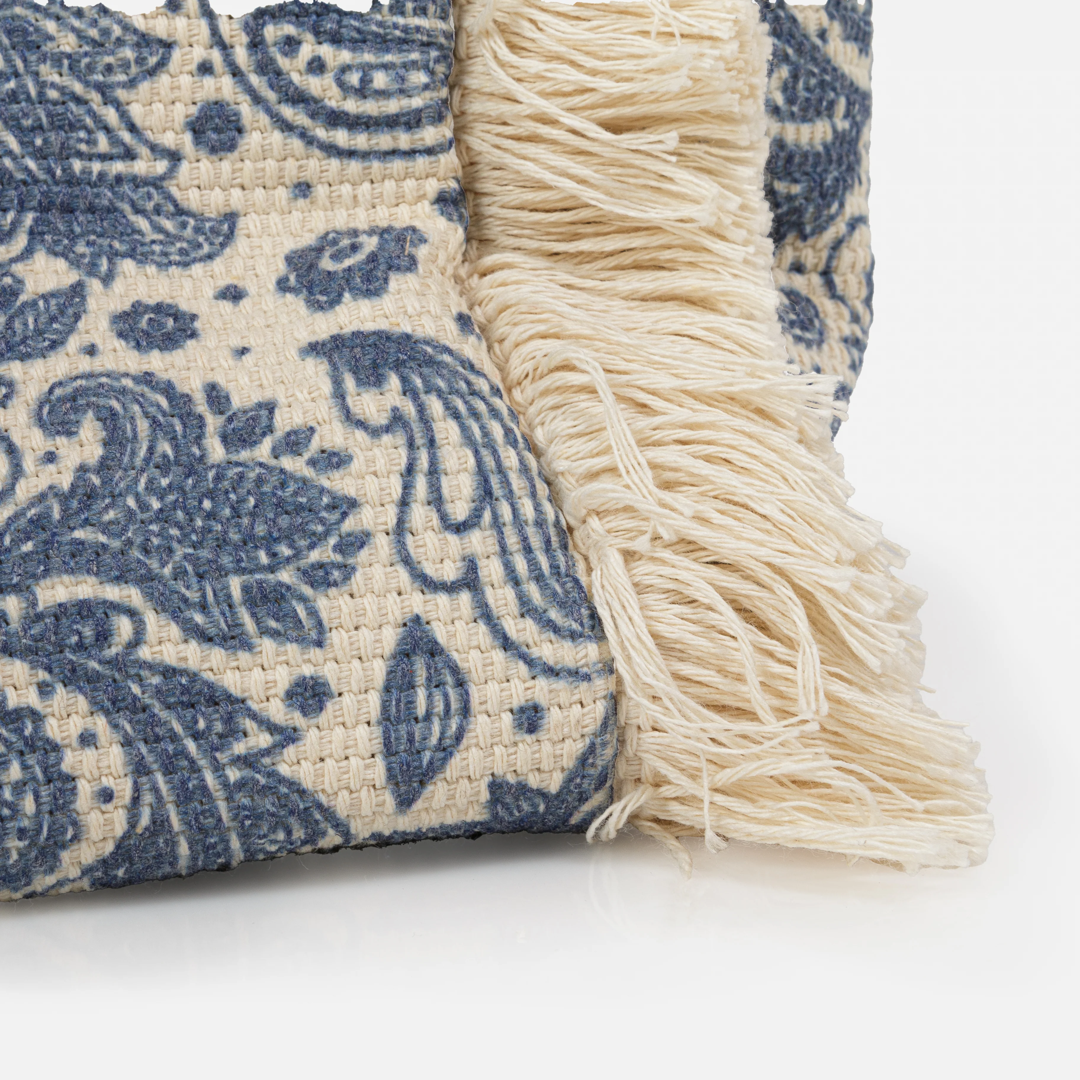 Sac fourre-tout à motifs bleus et à franges - Image 3
