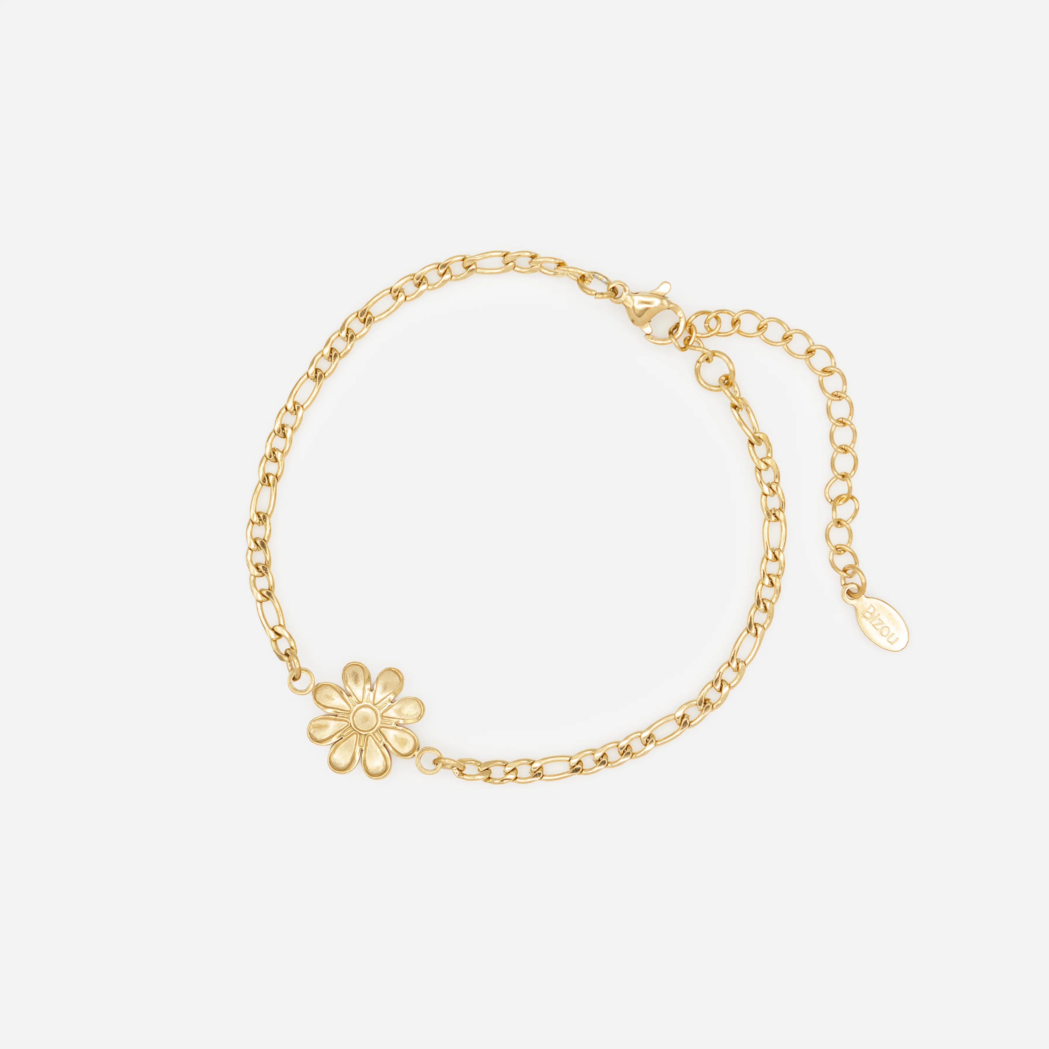 Ensemble de trois bracelets dorés avec fleur en acier inoxydable - Image 2