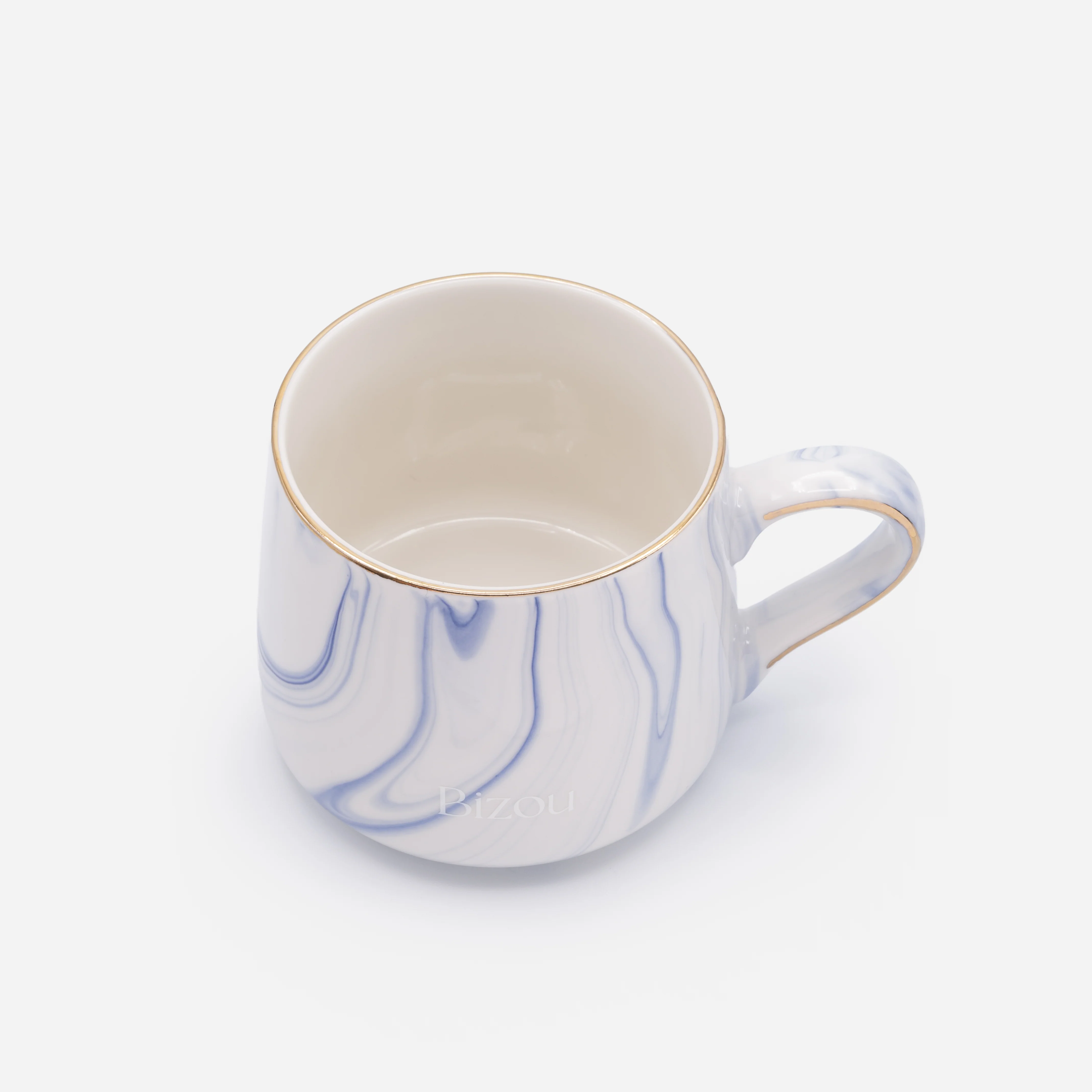 Tasse blanche avec marbrures bleues en céramique - Image 4