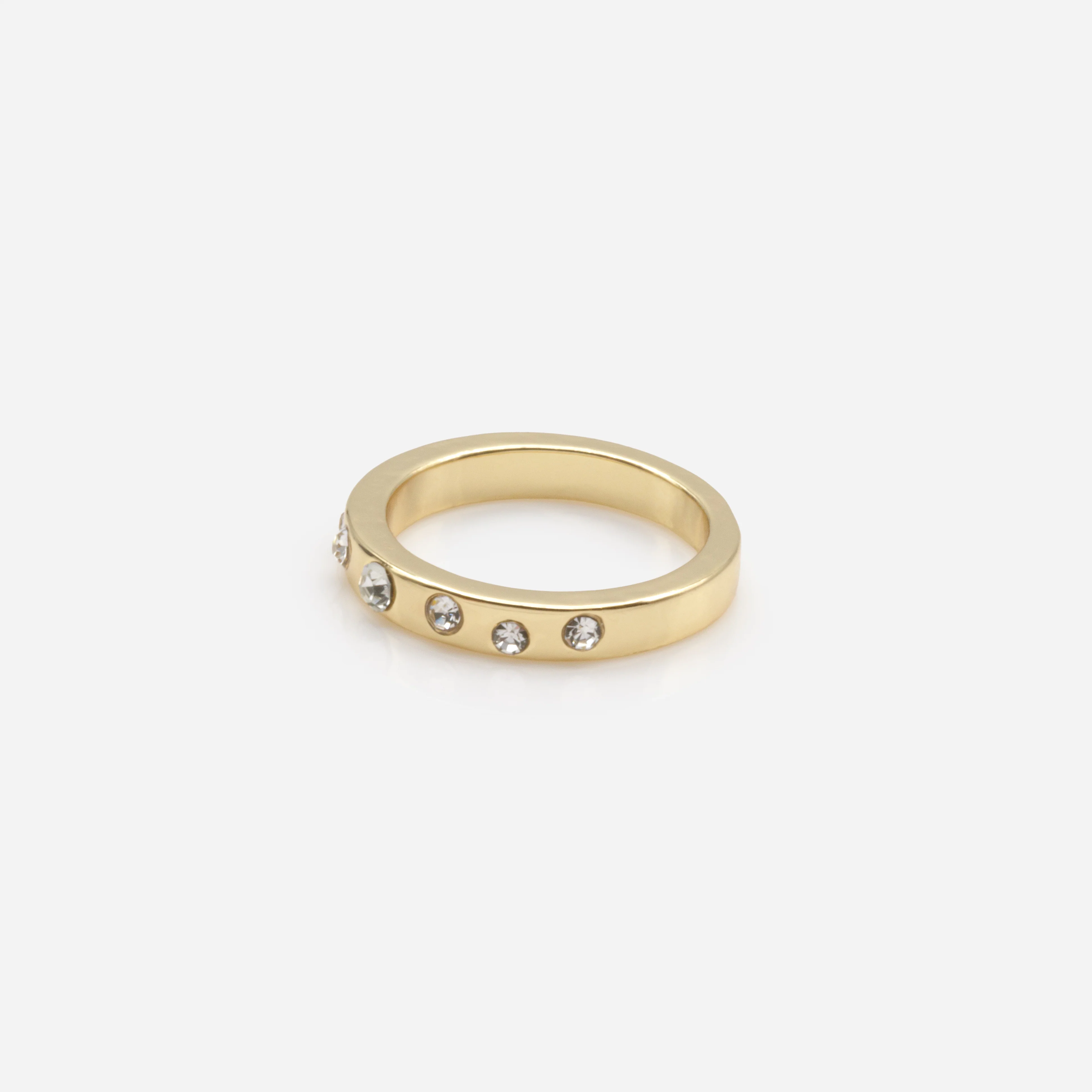 Ensemble de cinq larges bagues dorées de tailles variées avec zircons cubiques - Image 3