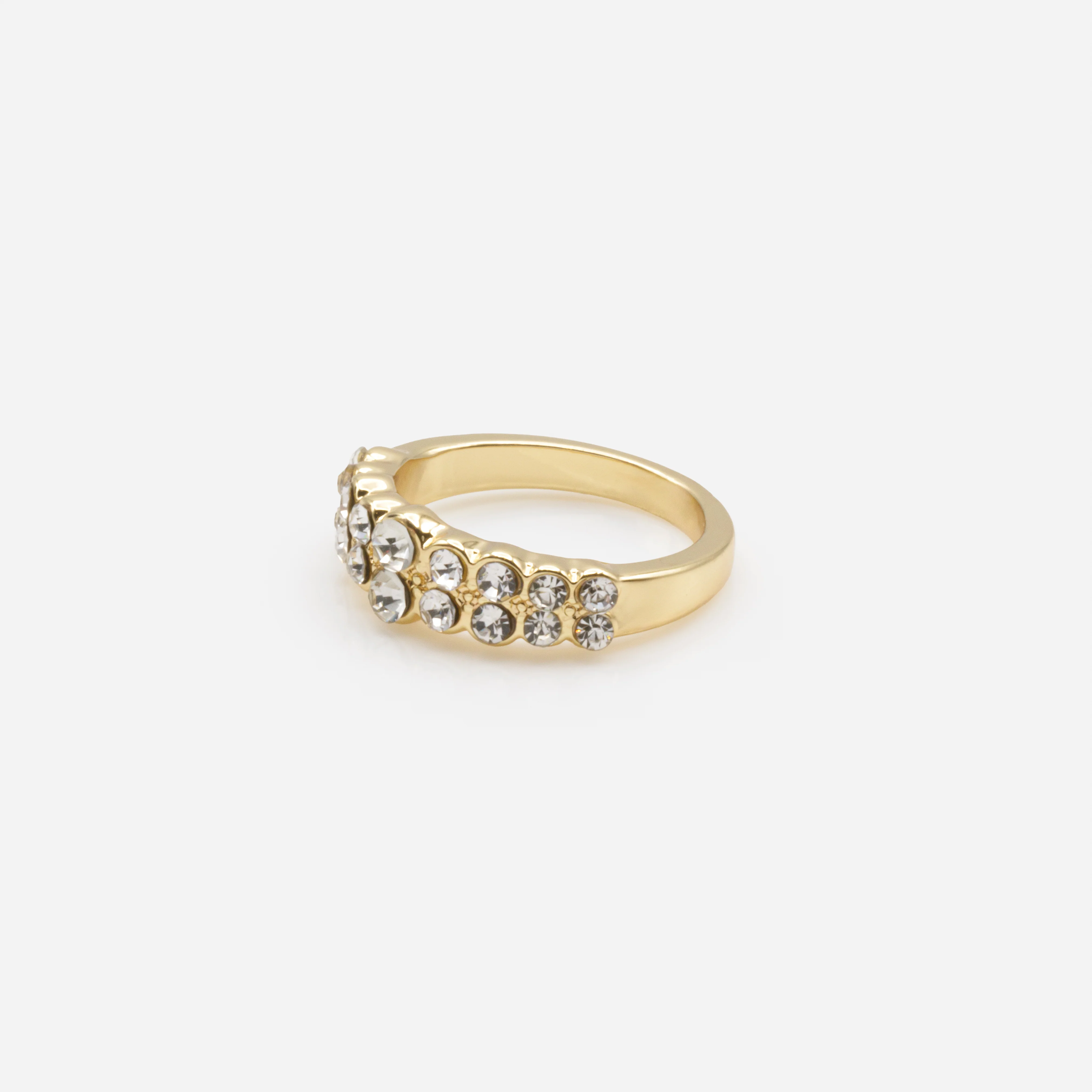 Ensemble de cinq larges bagues dorées de tailles variées avec zircons cubiques - Image 4