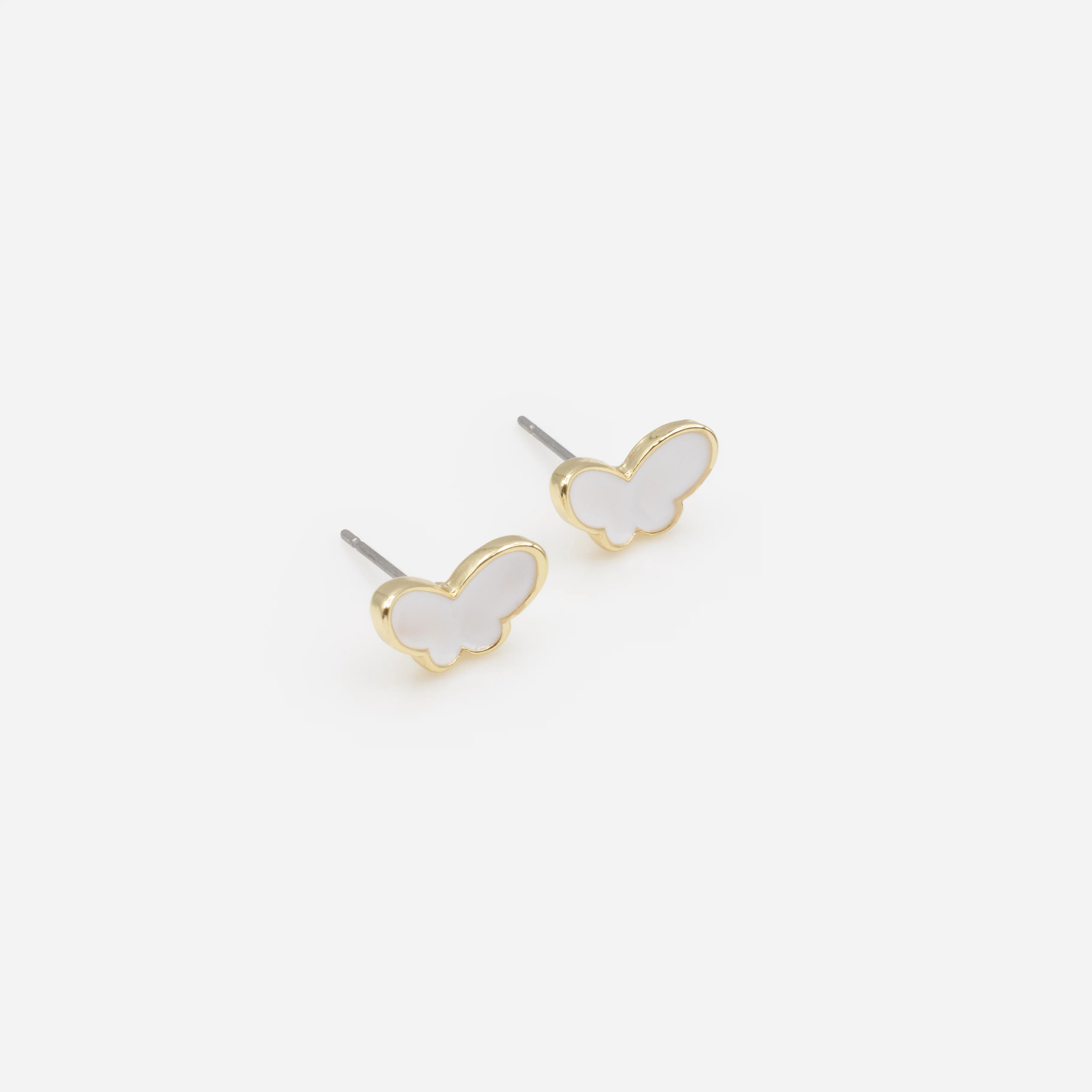 Trio de boucles d'oreilles papillons blancs et anneaux dorés - Image 6