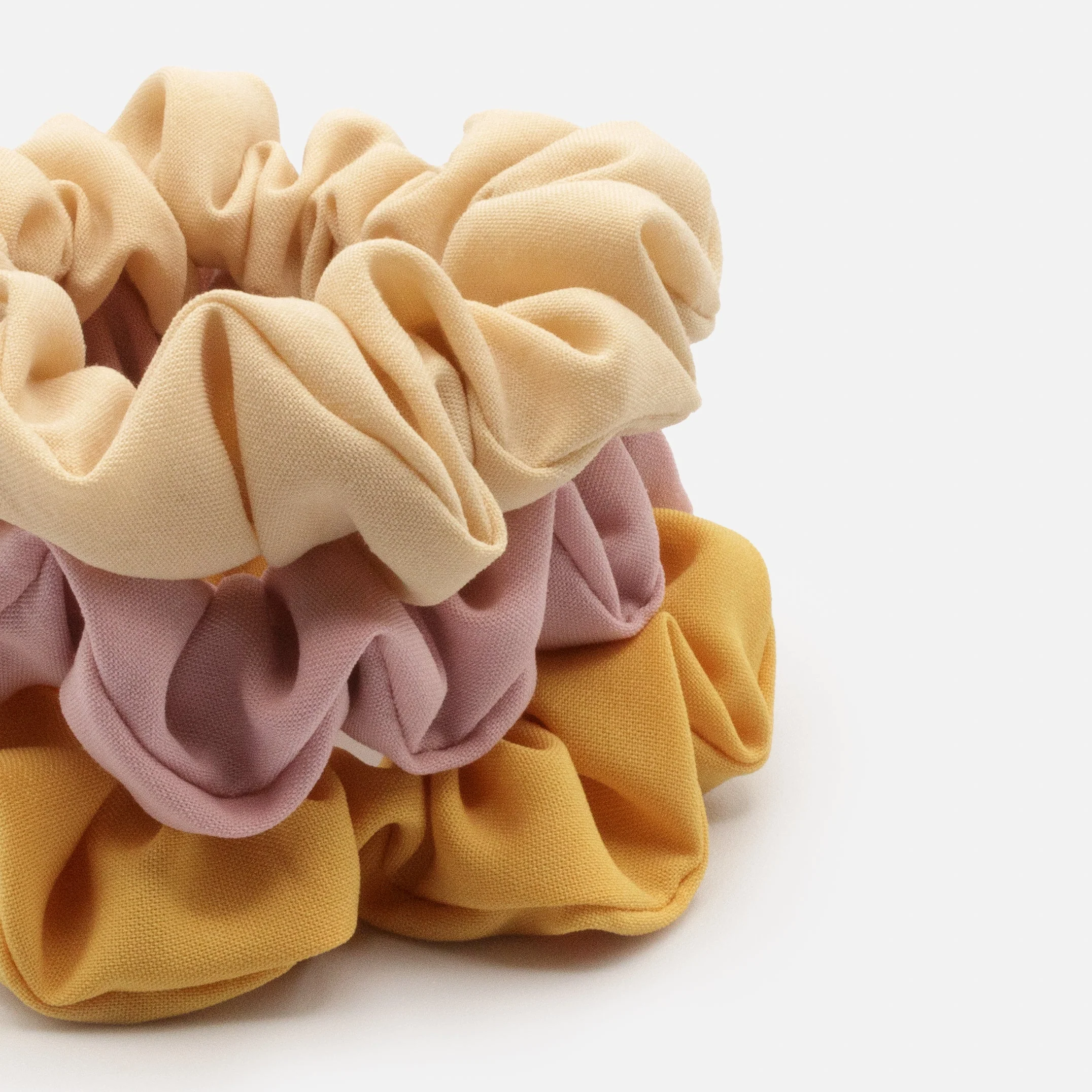 Trio de minces chouchous beige, vieux rose & jaune